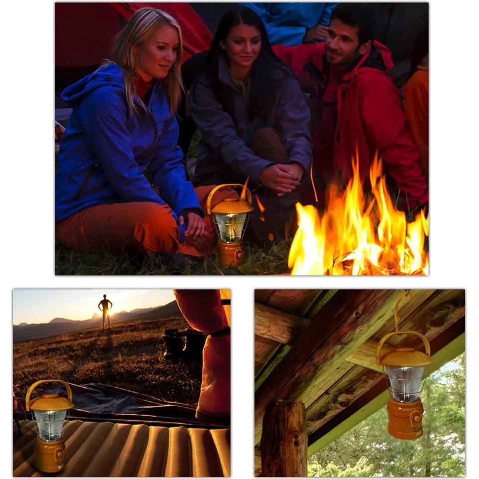 Pyle PSDNL22YL Multi Function Hand Crank LED Lantern with AM/FM Radio and Bui