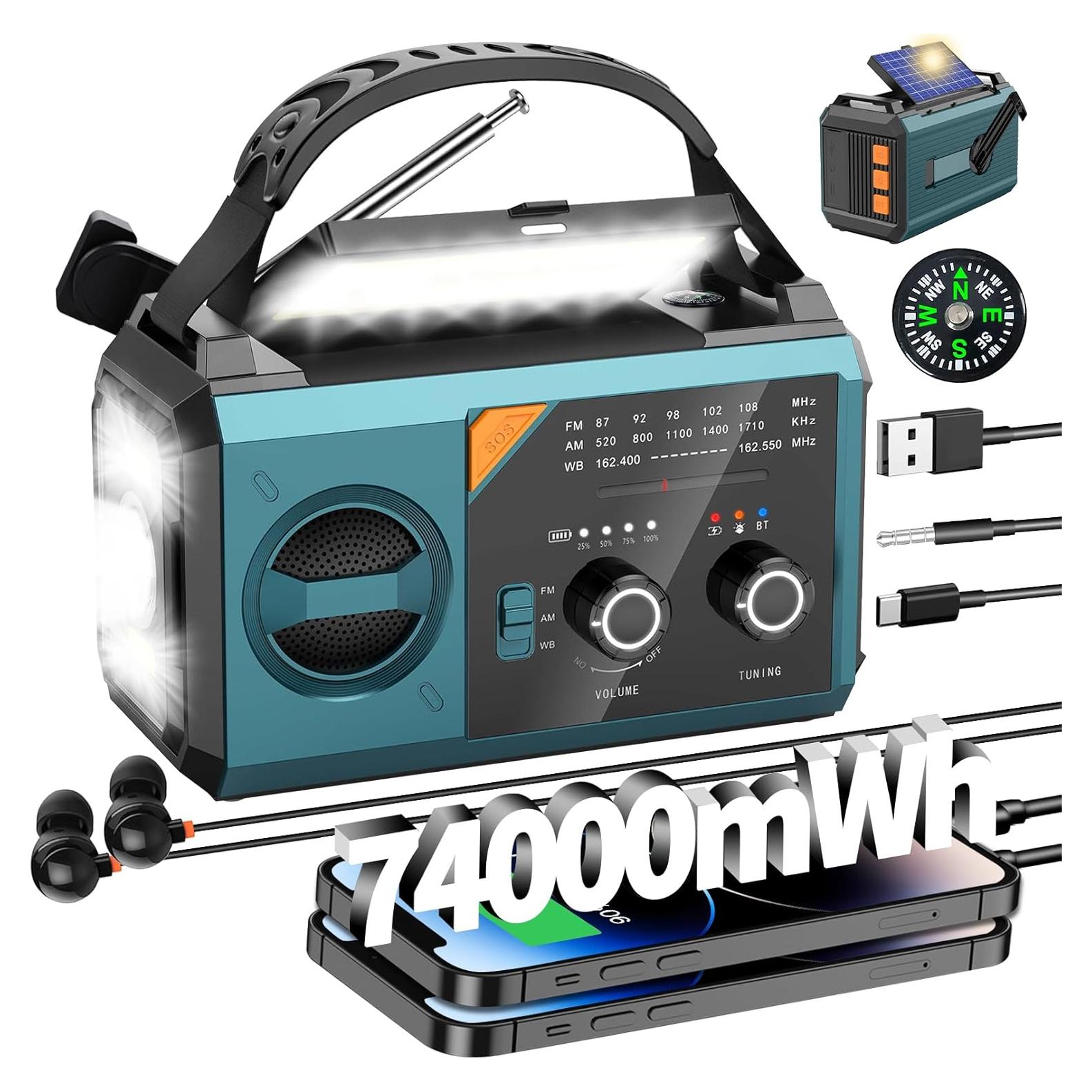 Radio de Emergencia XAVQUY 20000mAh NOAA AM/FM con Linterna