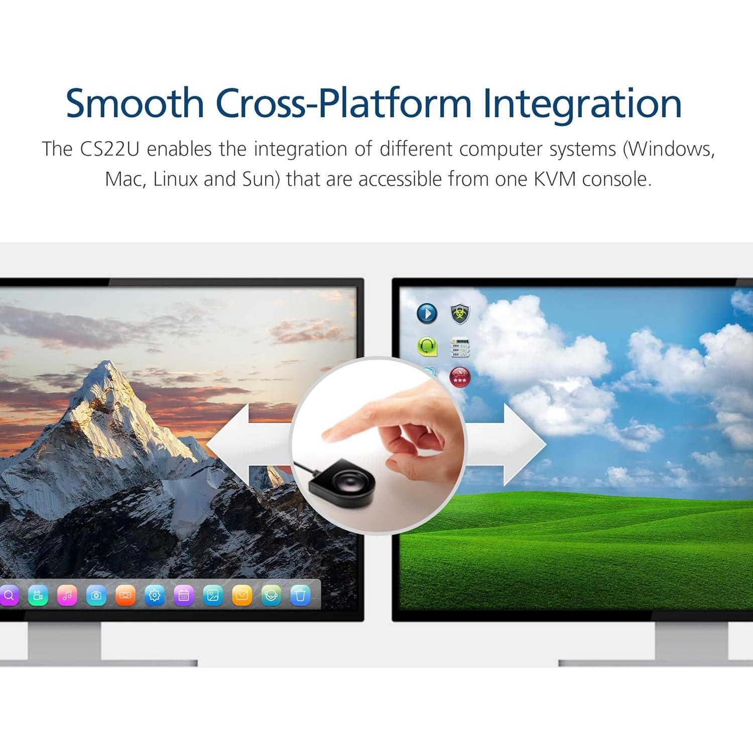 Interruptor KVM ATEN CS22U 2 Puertos USB VGA 15.24x5.08cm