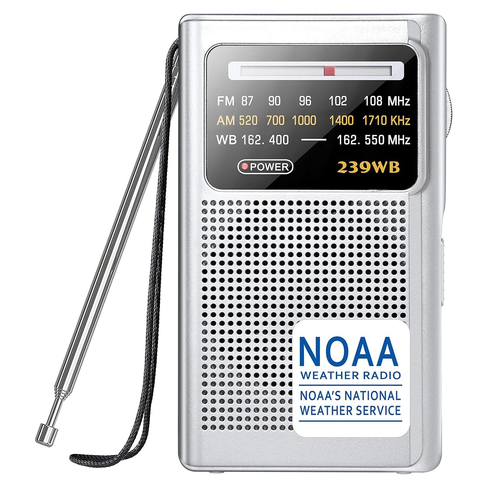 Radio Meteorológica NOAA Greadio Portátil AM/FM Batería 119g