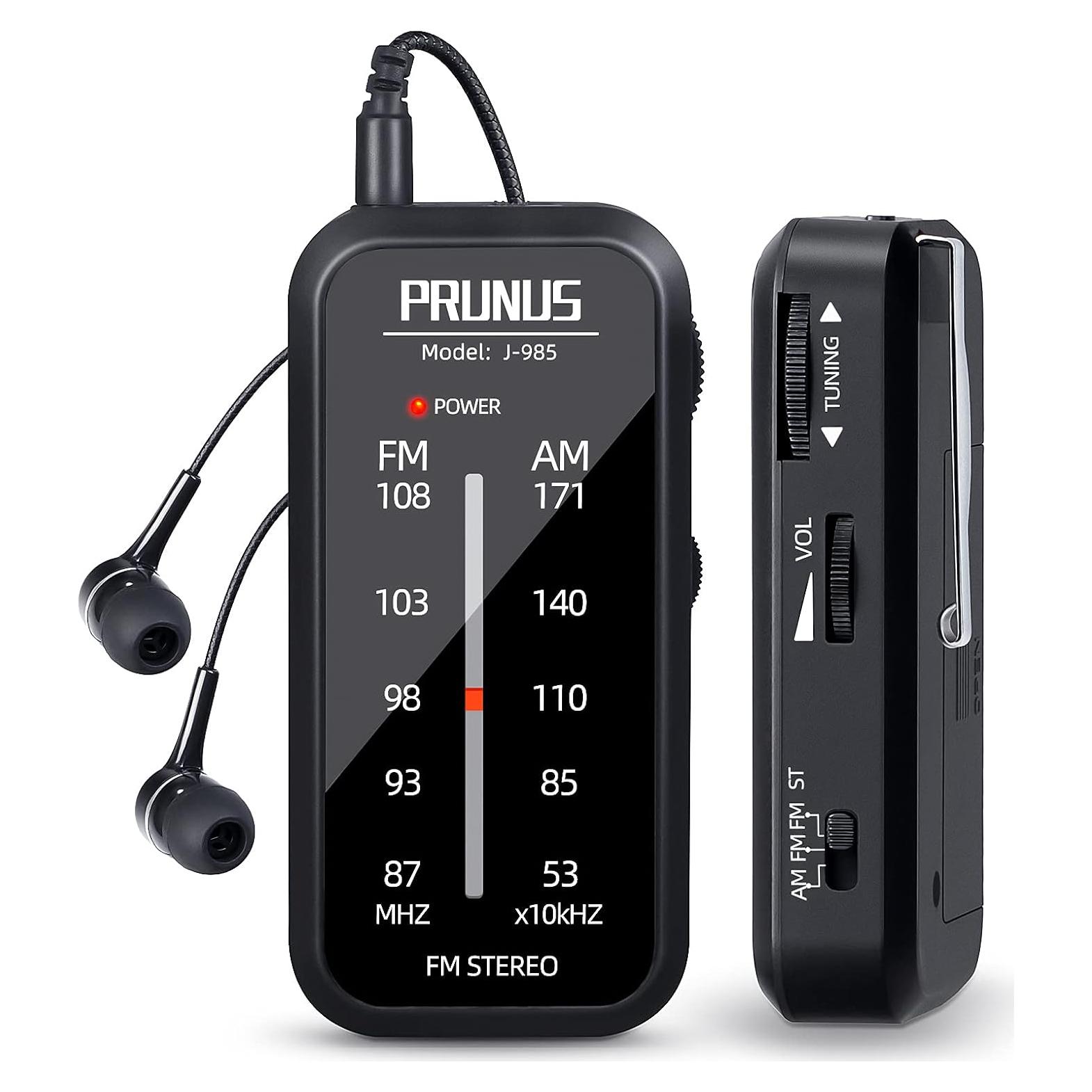 Radio de bolsillo AM FM PRUNUS J-985 portátil estéreos