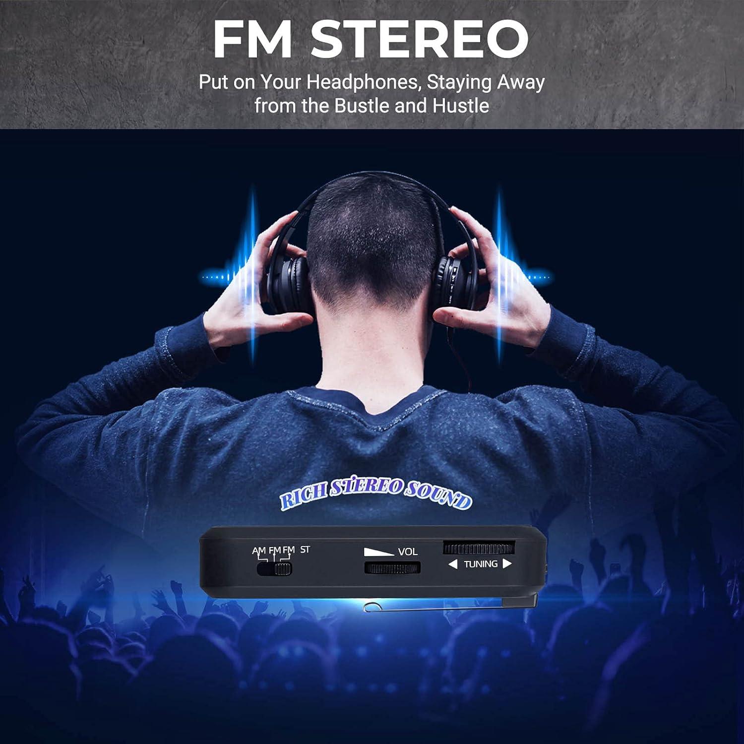 Radio de bolsillo AM FM PRUNUS J-985 portátil estéreos