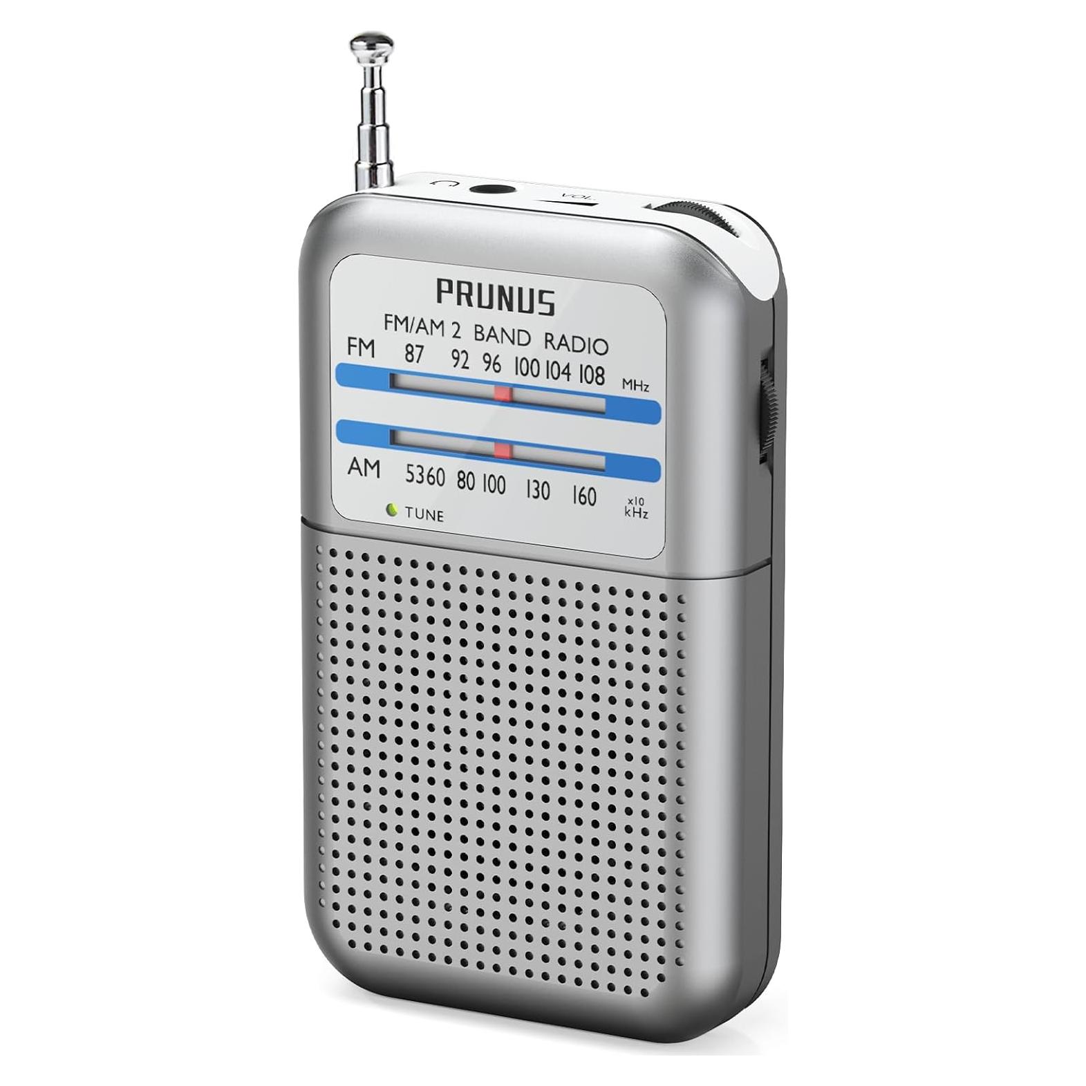 Radio Portátil AM FM PRUNUS DE333 Compacta con Excelente Recepción