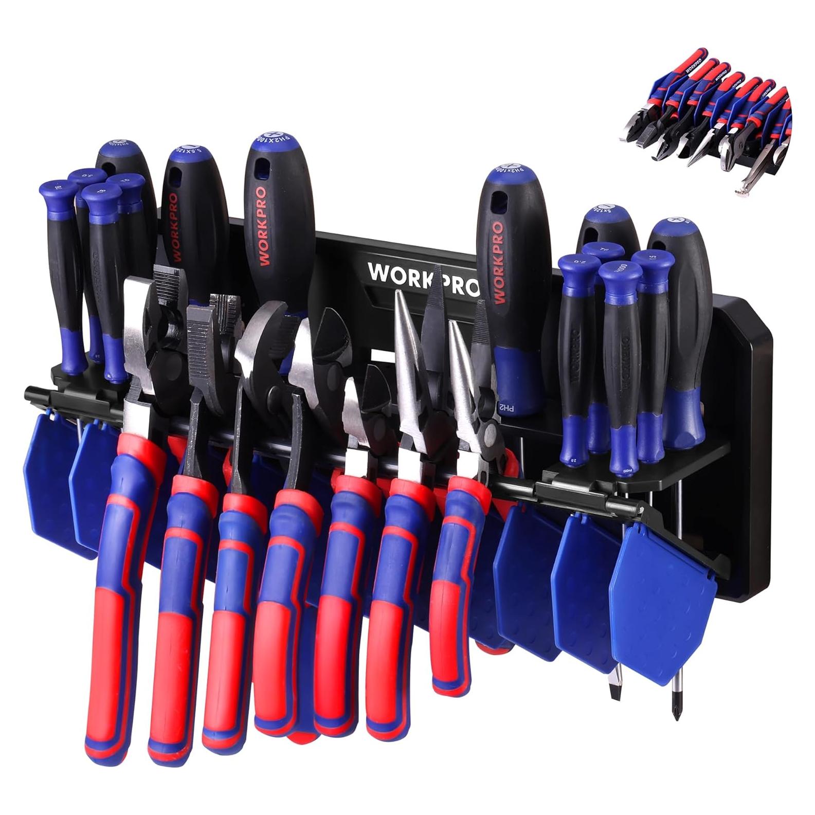 WORKPRO 13.5" Foldable Tool Organizer, Wall Mount Screwdriver Organizers and Pliers Organizers, Tool Box Organizer, Tool Storage Rack for Screwdriver Holder and Pliers Holder (Tools not Included)