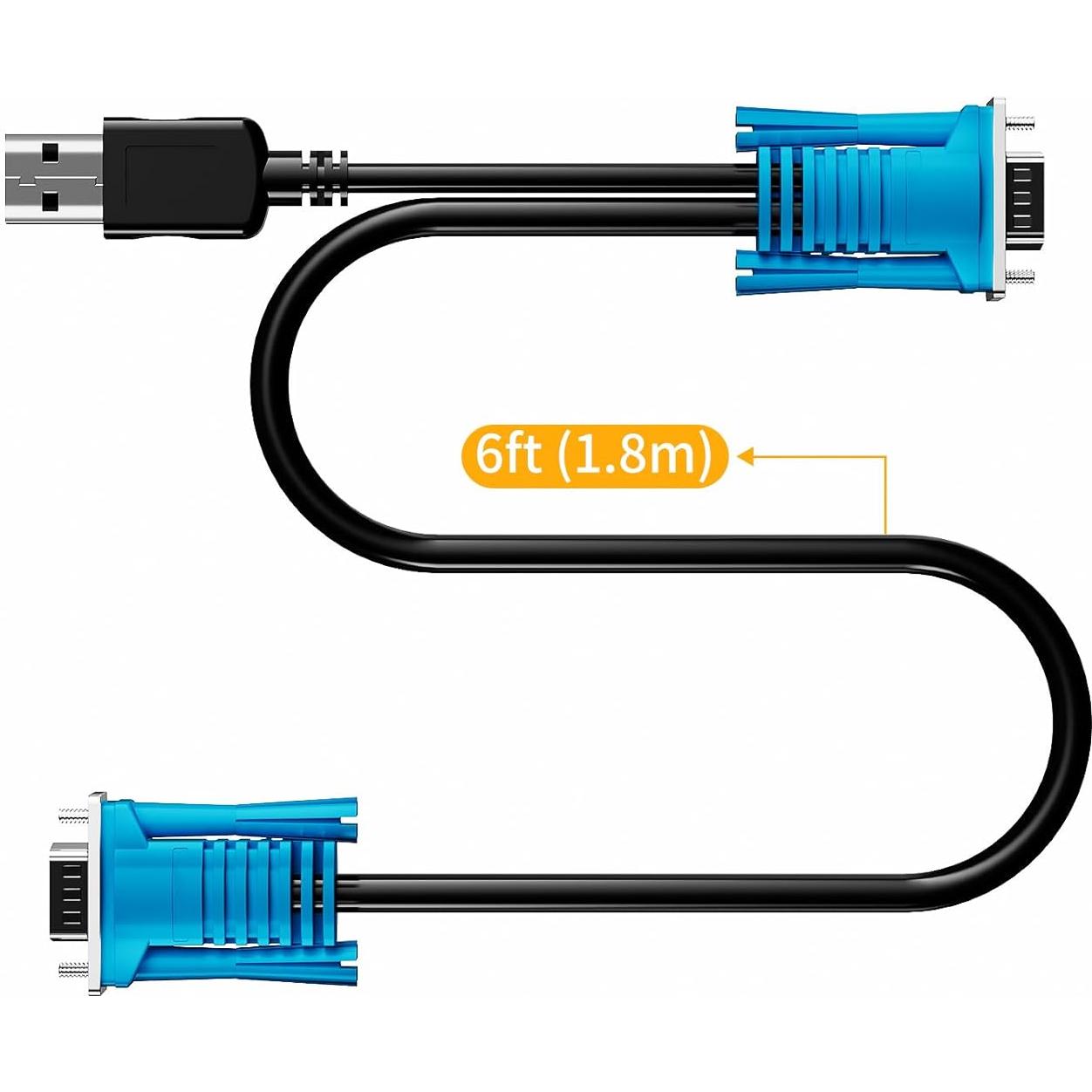 Cable KVM VGA-USB 2-en-1 Arvitek 1.8m para conmutador KVM