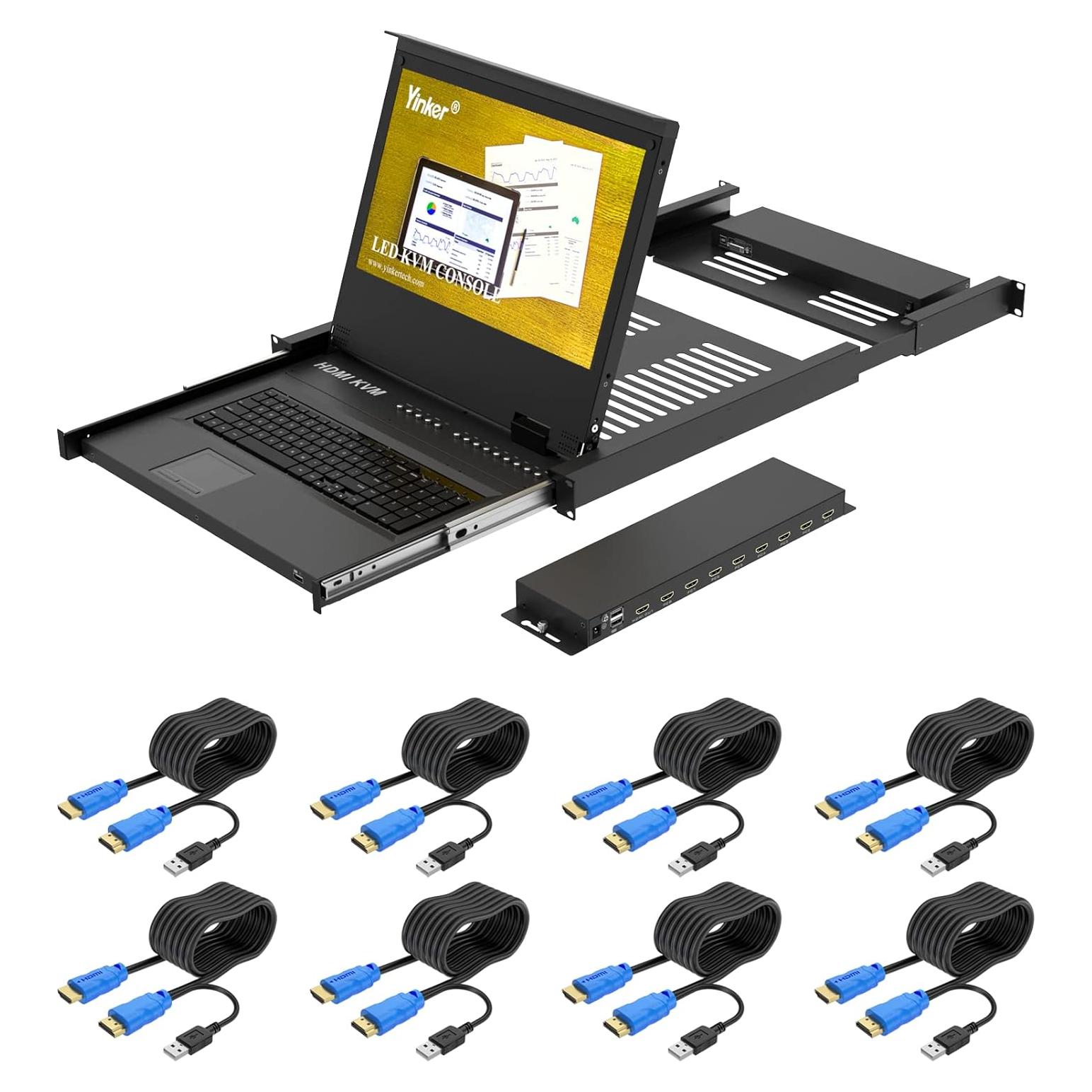 Rack Mount KVM Yinker 8 Puertos 17.3" LCD 1920x1080