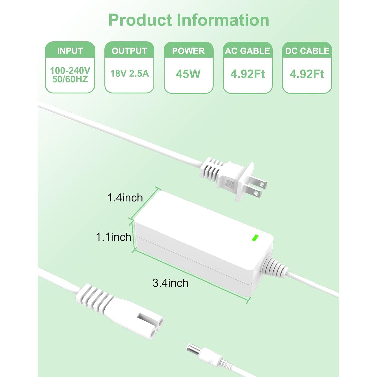 Cable de Alimentación 18V para Cricut Explore Air 2 - SurperAdapter