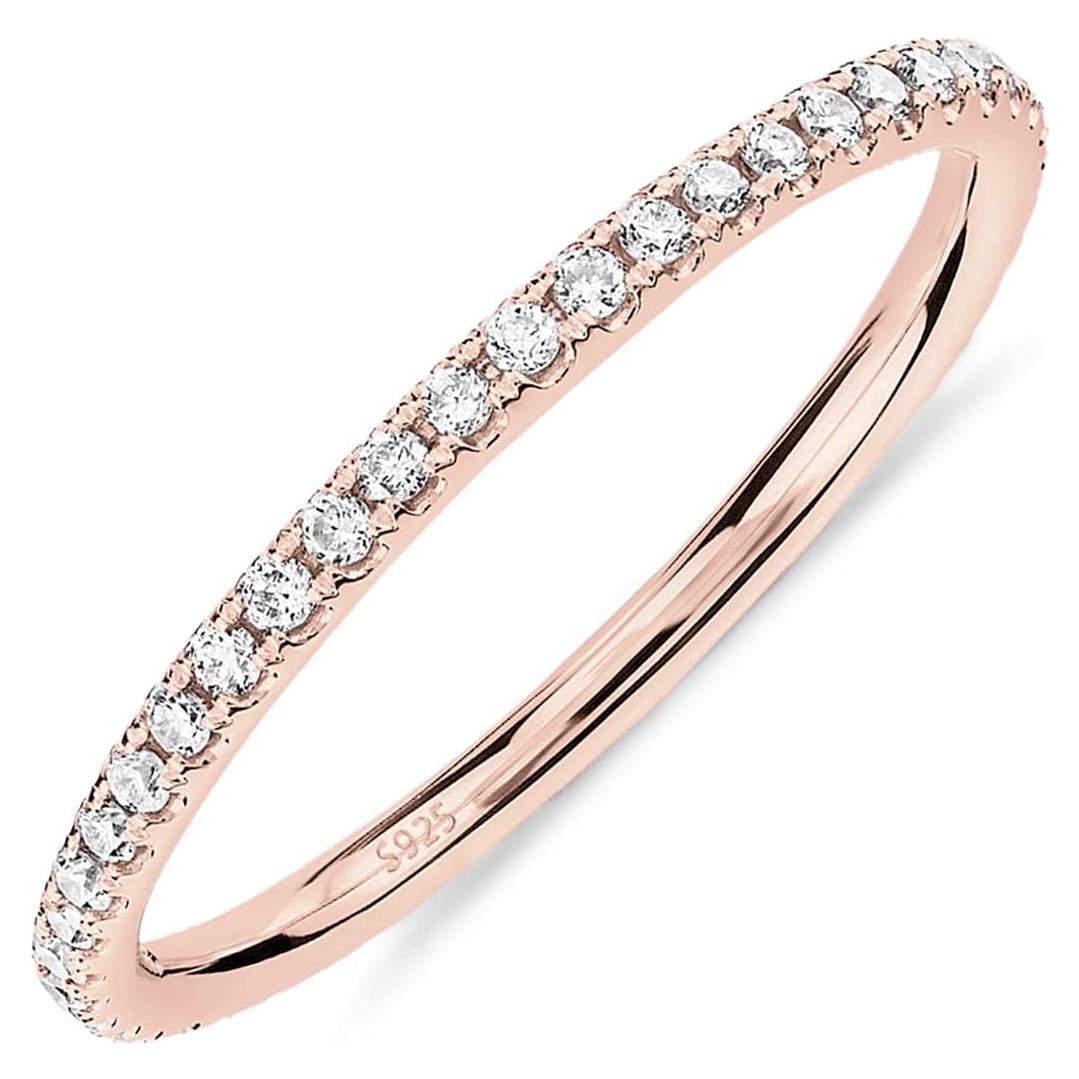 Anillo de Eternidad PAVOI Oro Rosa 14K con Zirconia 1.25mm