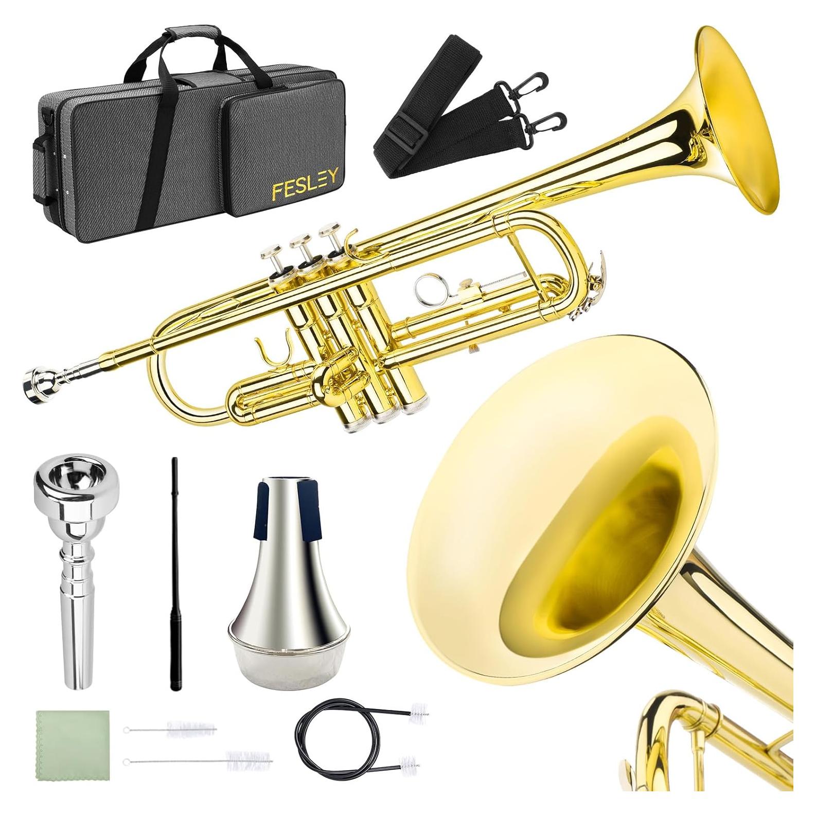 Trompeta Fesley Bb de Latón para Principiantes con Estuche