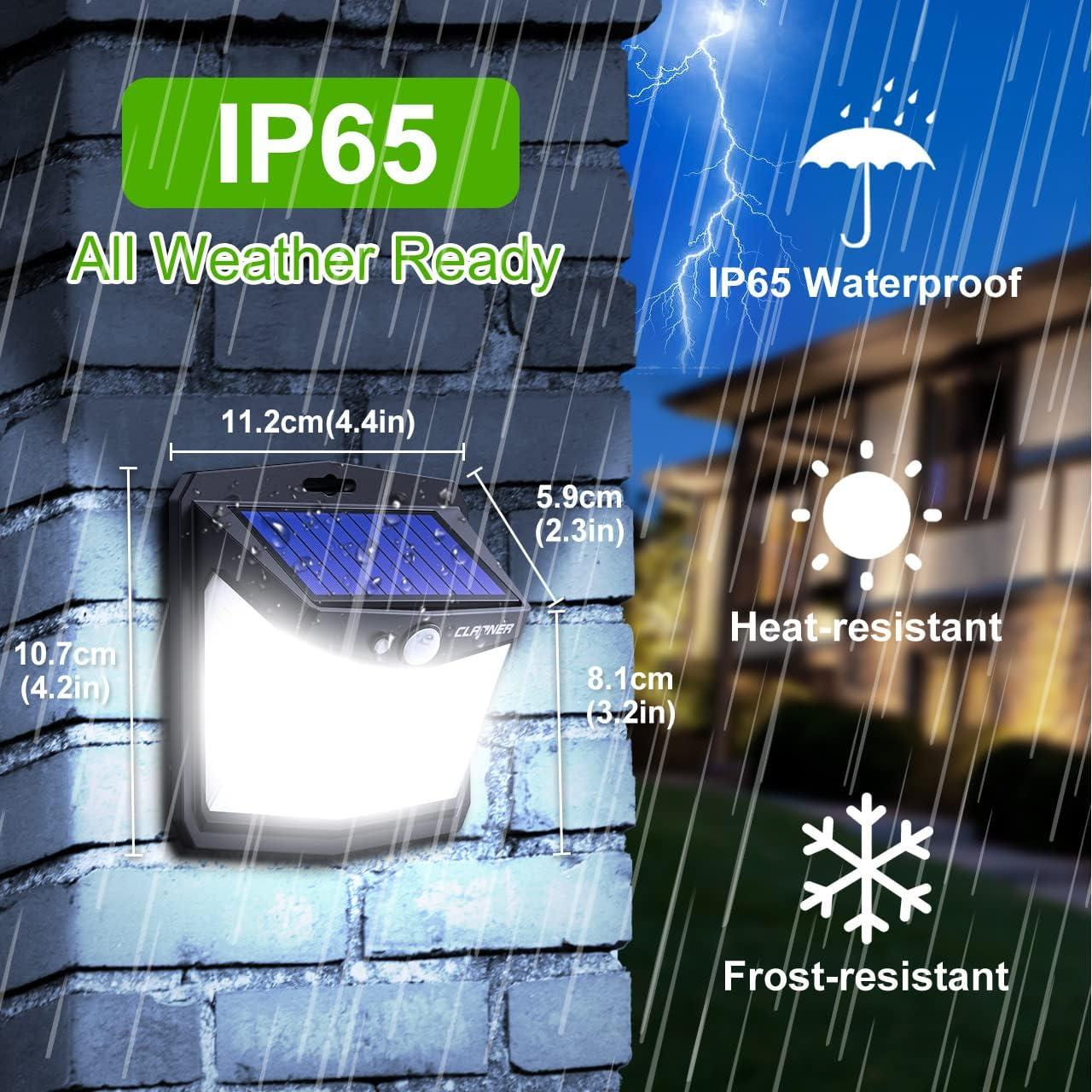 Luces Solares CLAONER 128 LED 4 Paquetes IP65 Seguridad