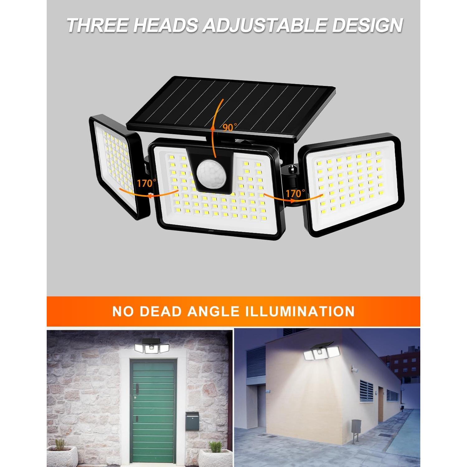Luces Solares INCX 3 Cabezas con Sensor de Movimiento IP65