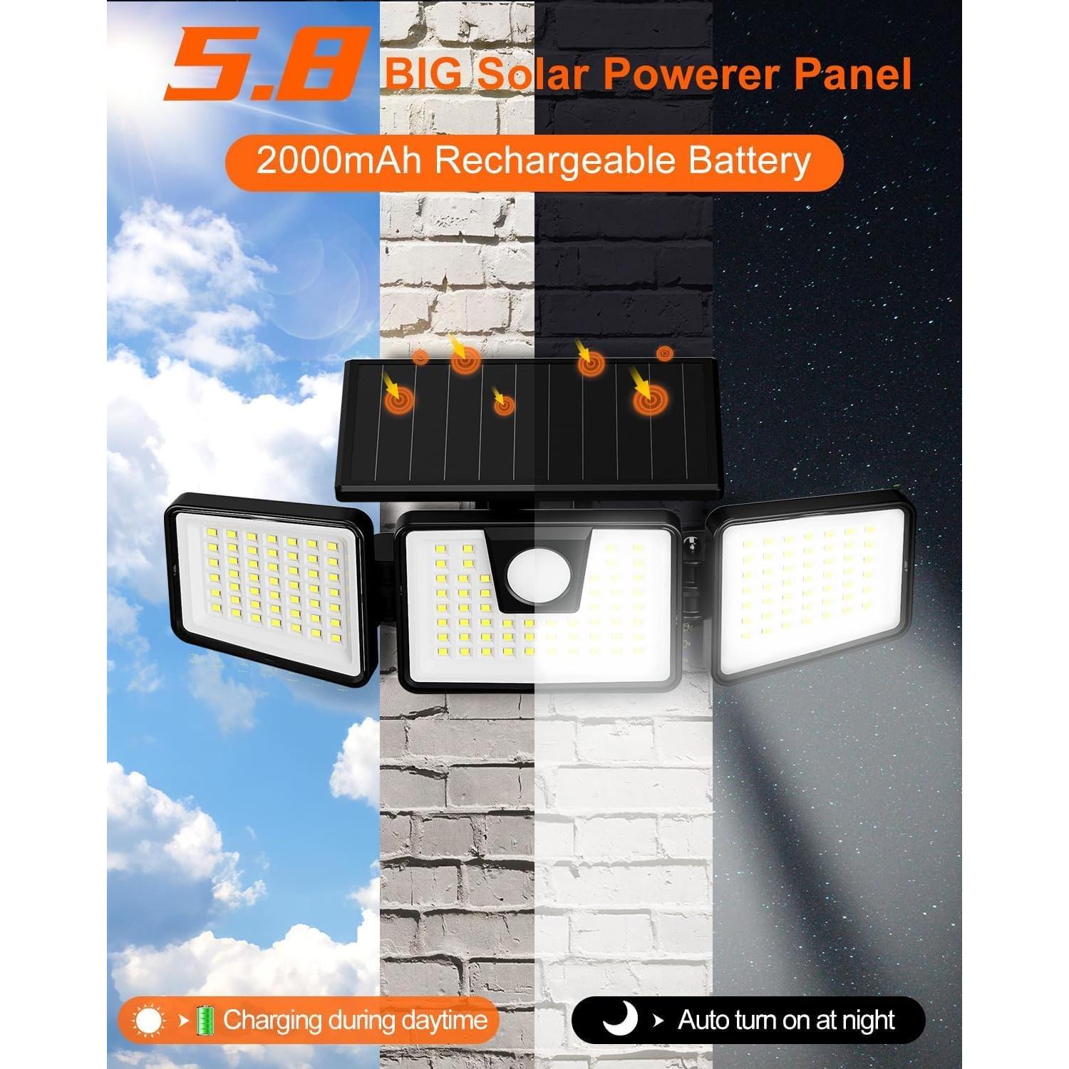 Luces Solares INCX 3 Cabezas con Sensor de Movimiento IP65