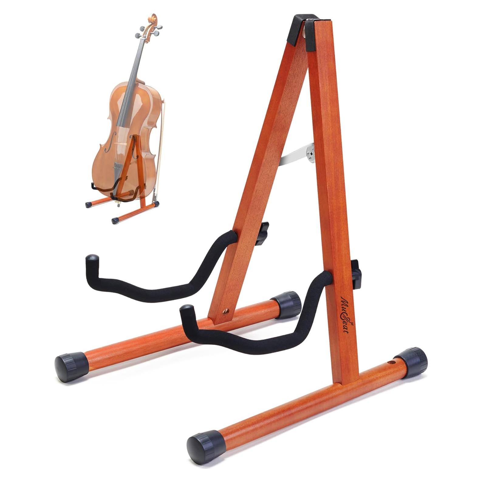 Soporte para Cello Musbeat de Caoba Ajustable 1/8 a 4/4