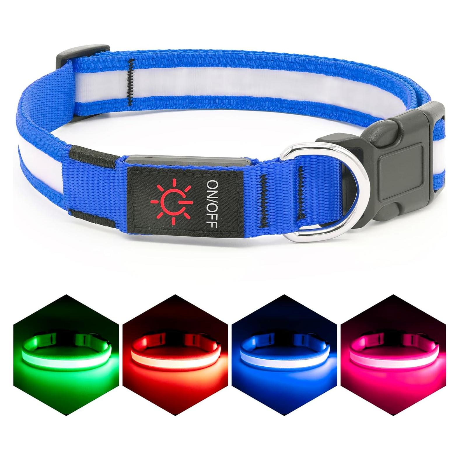 Collar LED para Perros Vizpet Ajustable Recargable Azul 28-40 cm