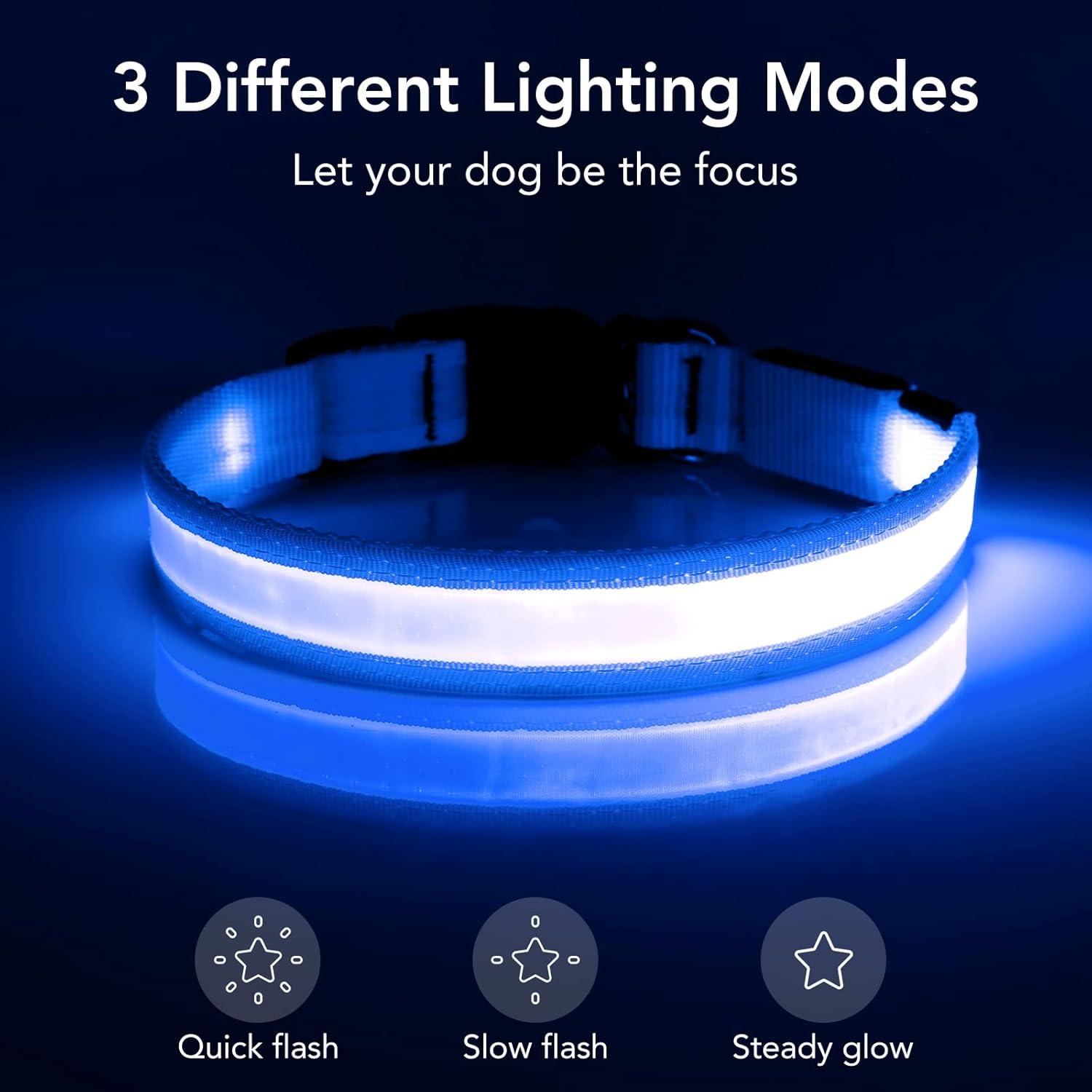 Collar LED para Perros Vizpet Ajustable Recargable Azul 28-40 cm
