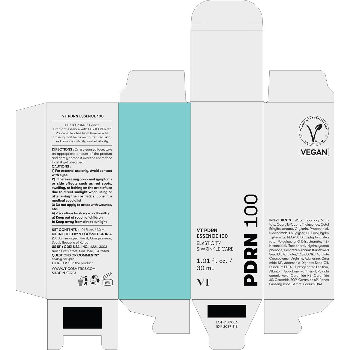 Esencia PDRN 100 VT COSMETICS 30 ml - Hidratante Vegano