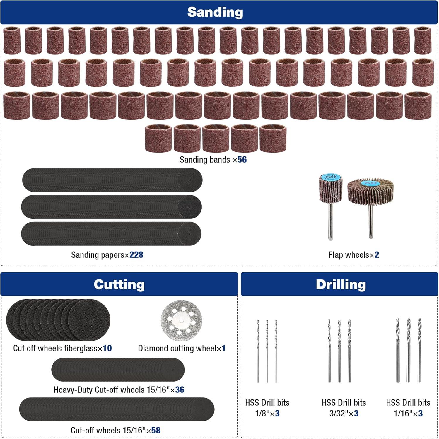 Kit de Accesorios Rotativos WORKPRO 476 Piezas - Versátil