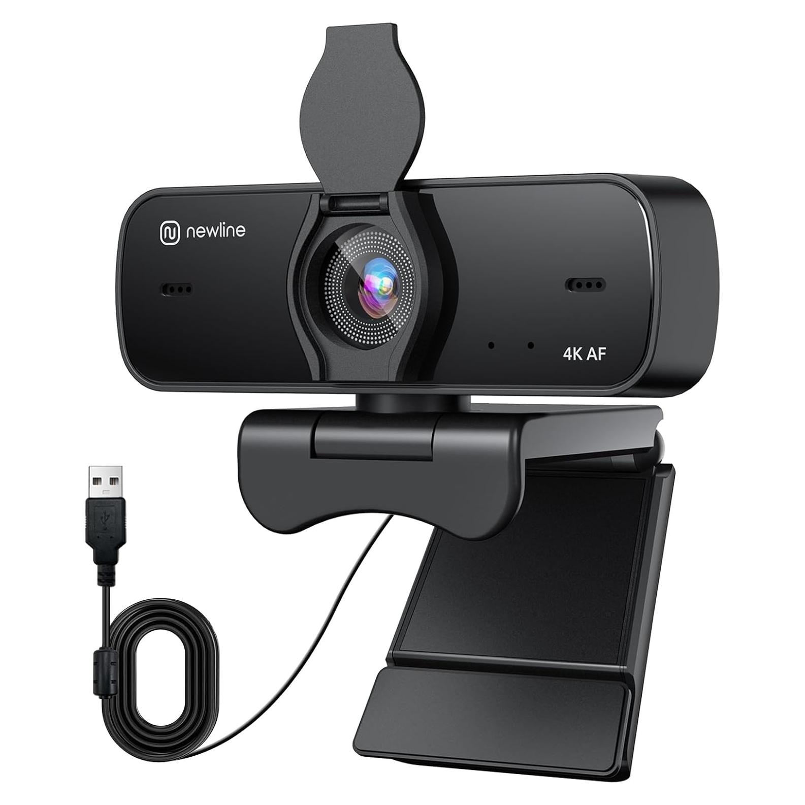 Cámara web 4K NewEye 60s con micrófono y tapa de privacidad