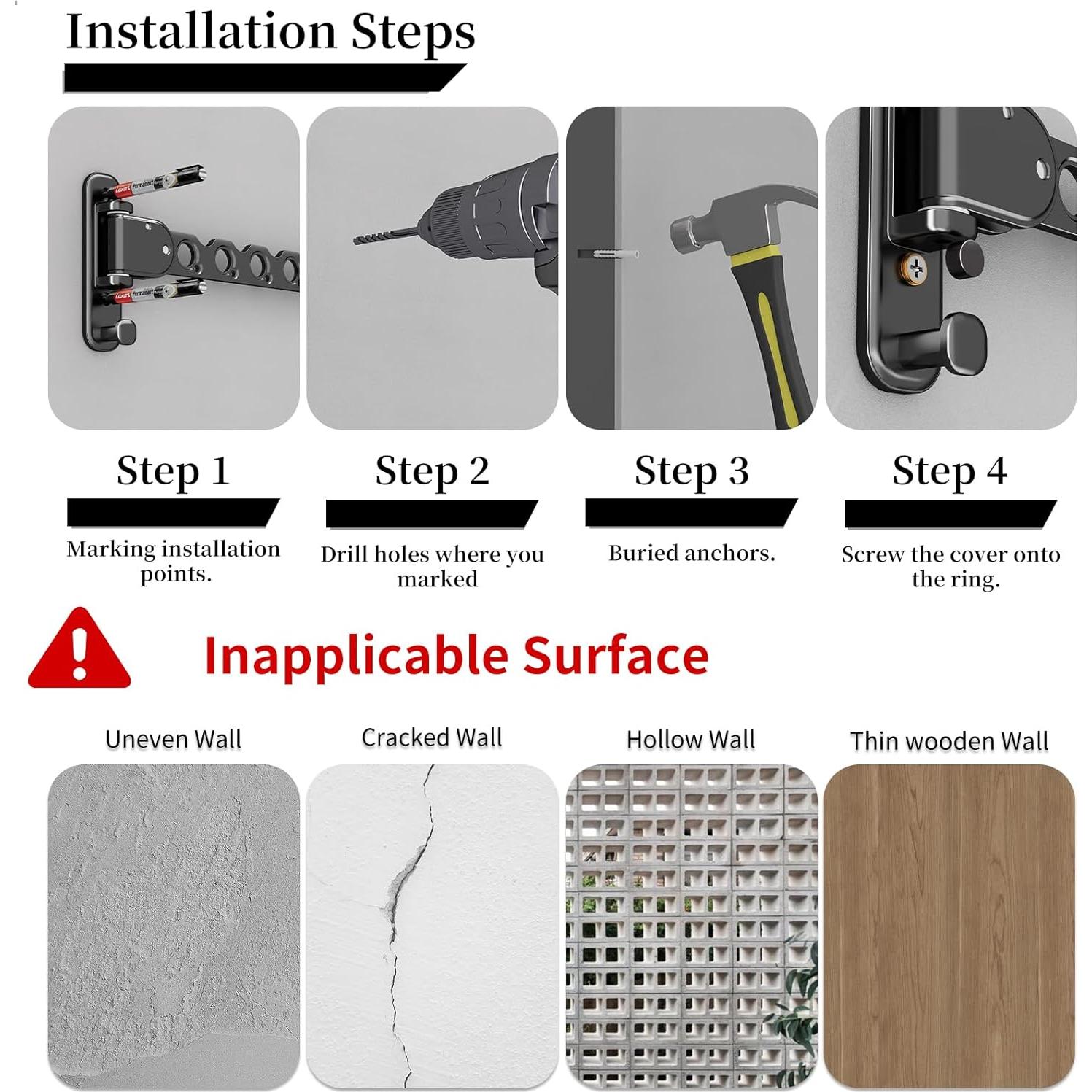 Perchero Plegable Montado en la Pared Danpoo Negro