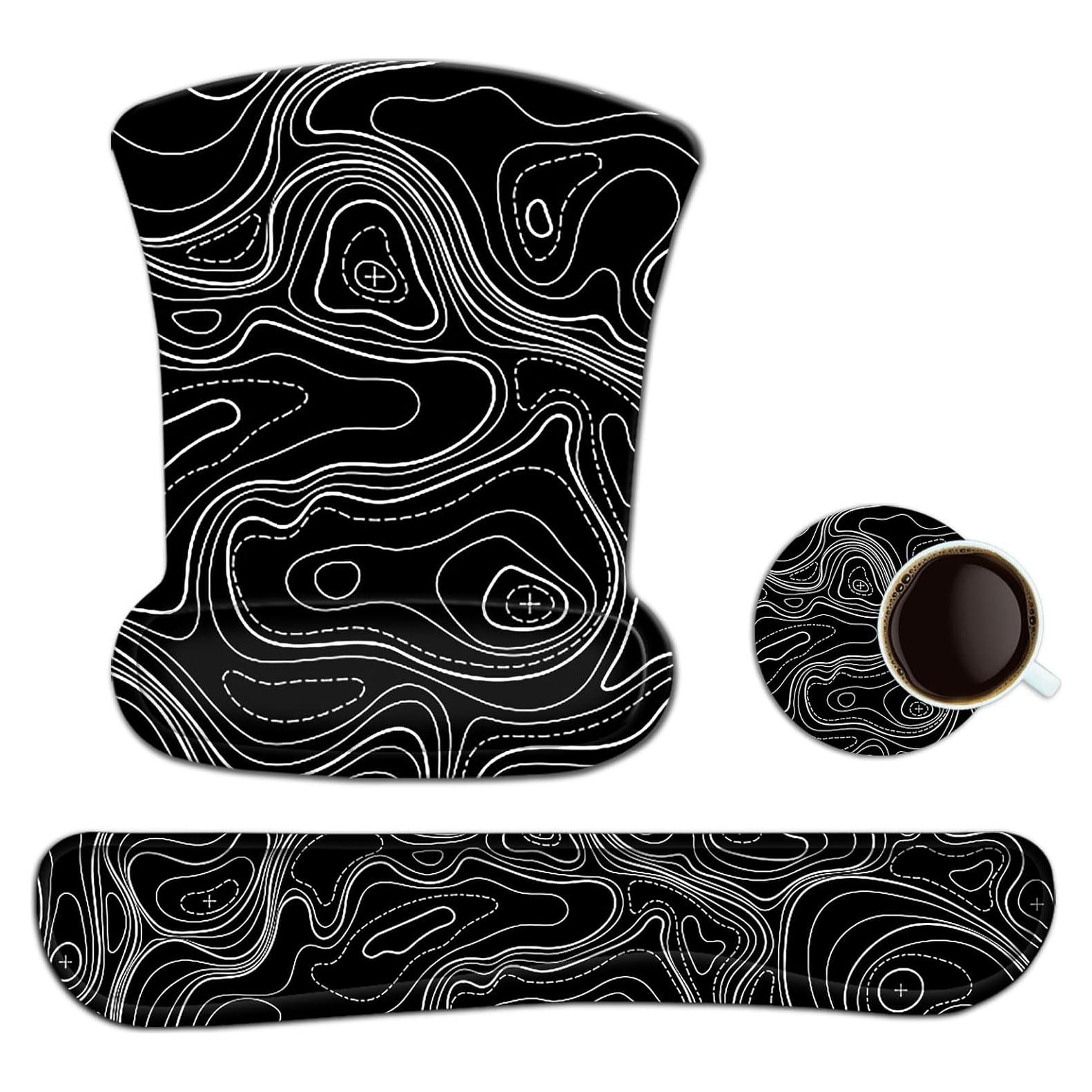 Conjunto Ergonómico AIMSA: Reposamuñecas y Alfombrilla Negro