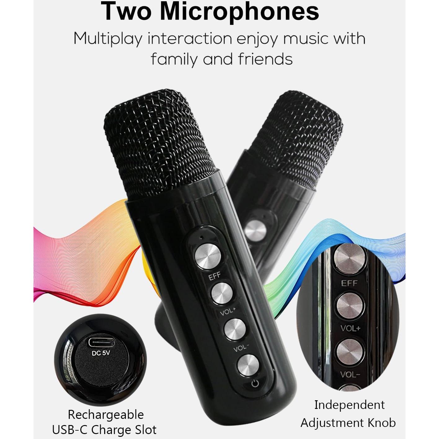 Mini Máquina de Karaoke MUMUWIND MMF-307B con 2 Micrófonos