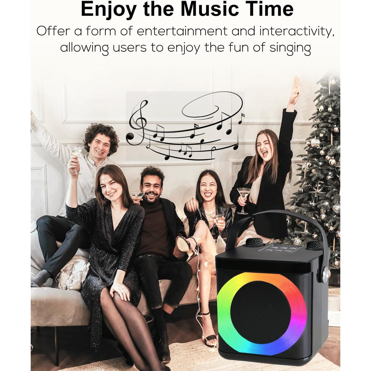 Mini Máquina de Karaoke MUMUWIND MMF-307B con 2 Micrófonos