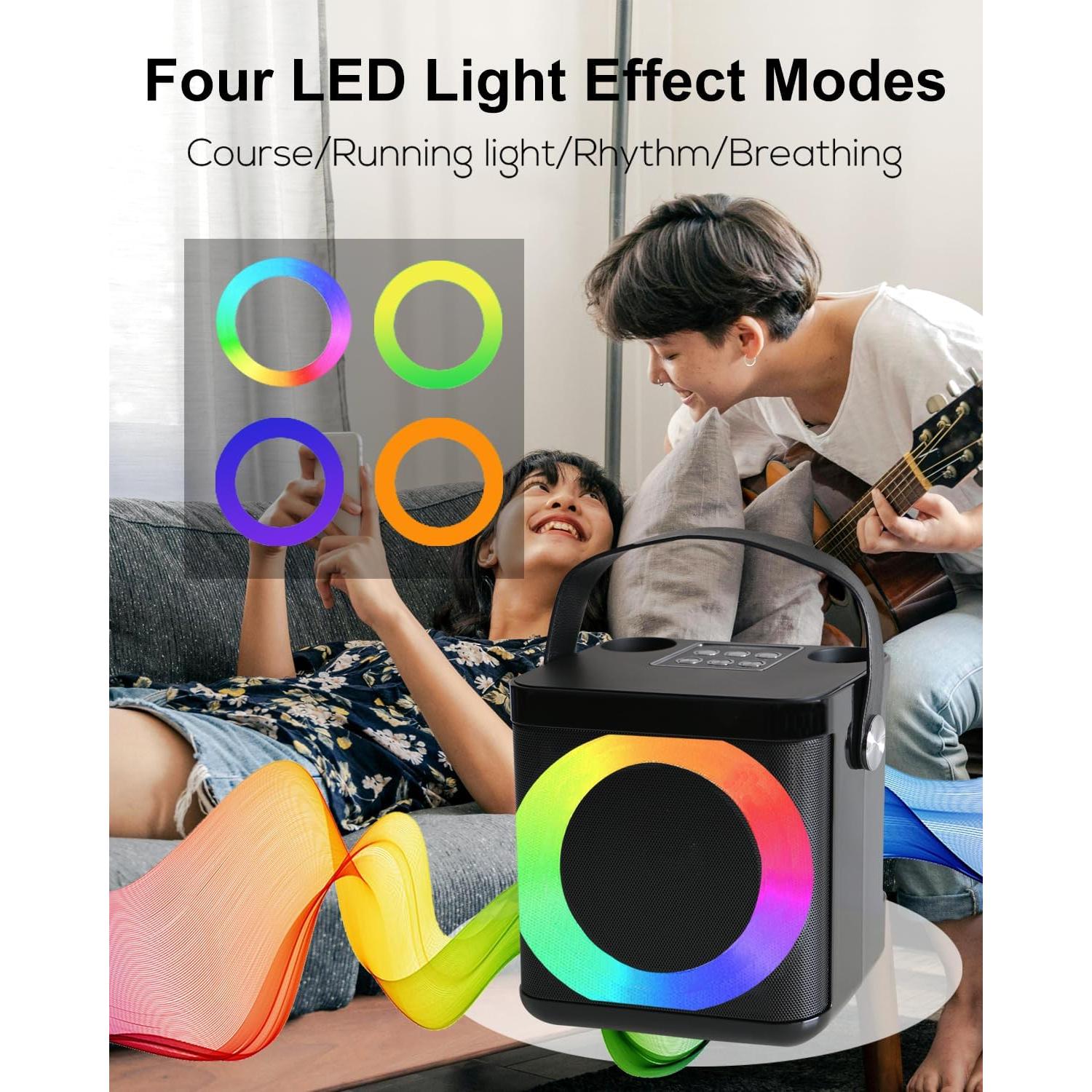 Mini Máquina de Karaoke MUMUWIND MMF-307B con 2 Micrófonos