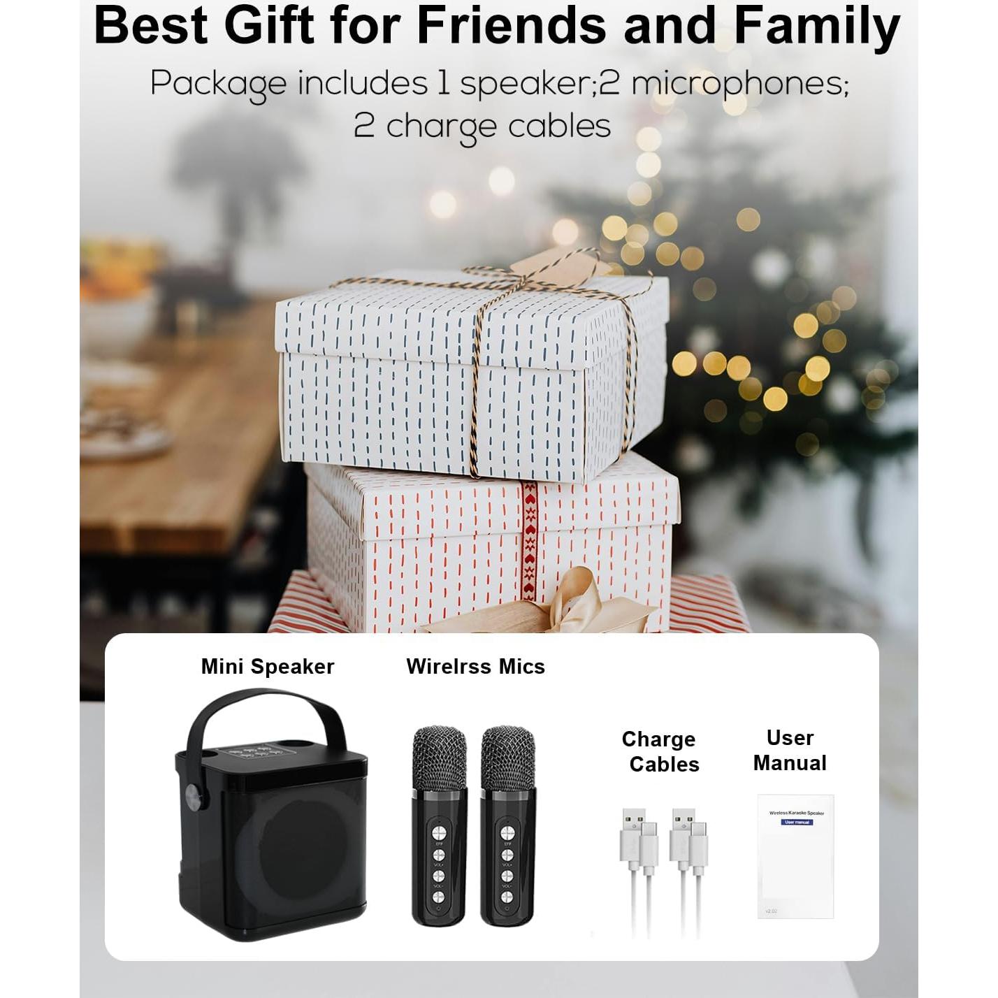 Mini Máquina de Karaoke MUMUWIND MMF-307B con 2 Micrófonos