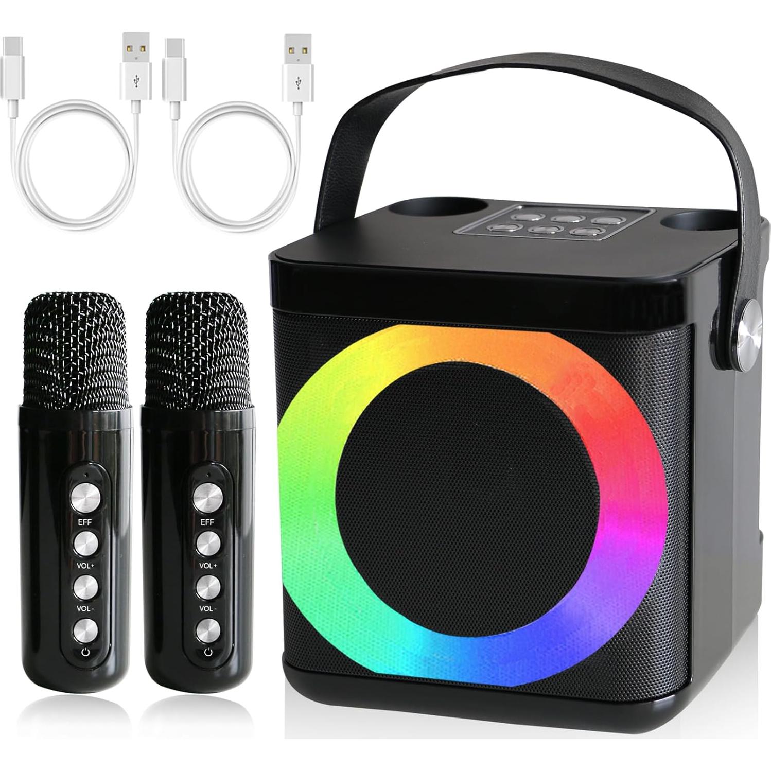 Mini Máquina de Karaoke MUMUWIND MMF-307B con 2 Micrófonos