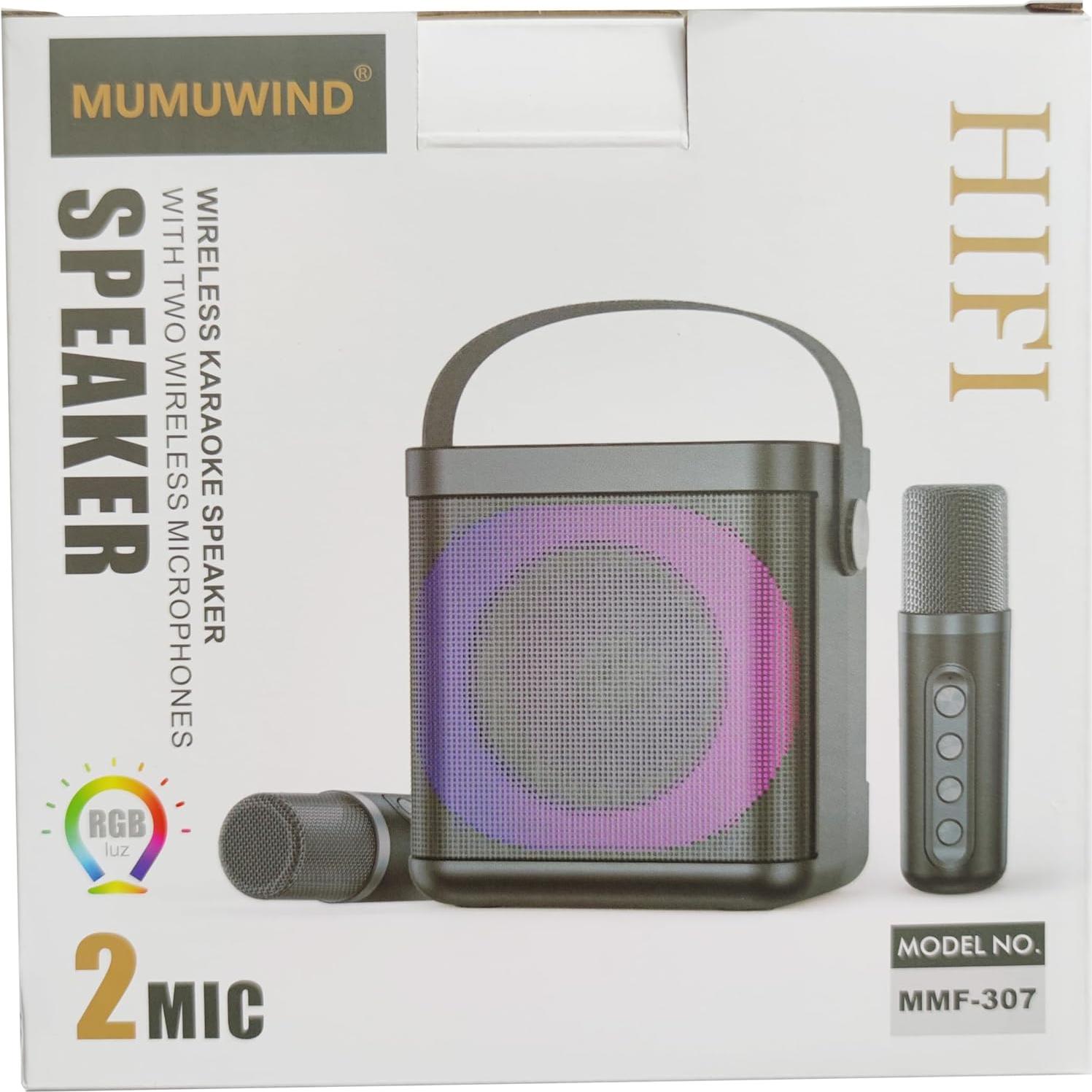Mini Máquina de Karaoke MUMUWIND MMF-307B con 2 Micrófonos