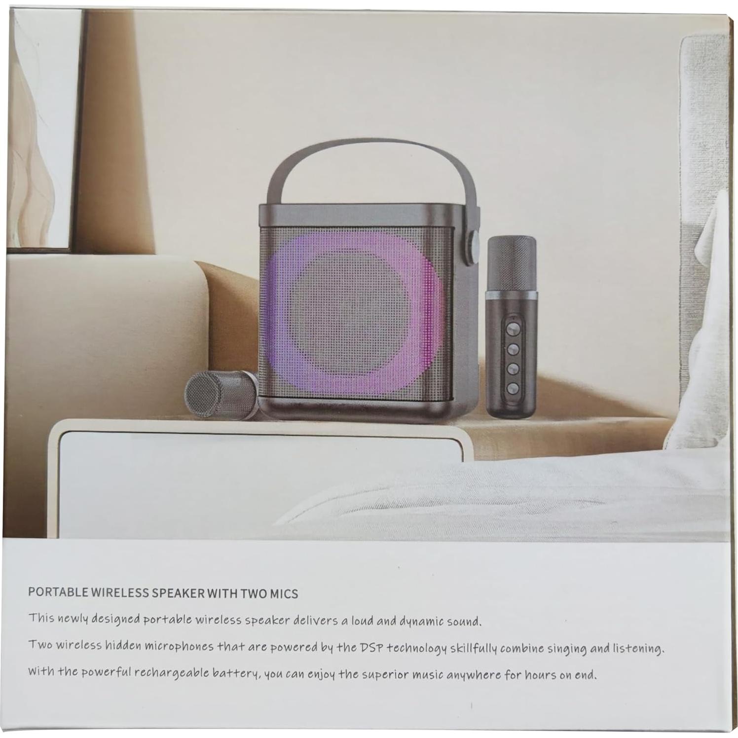 Mini Máquina de Karaoke MUMUWIND MMF-307B con 2 Micrófonos