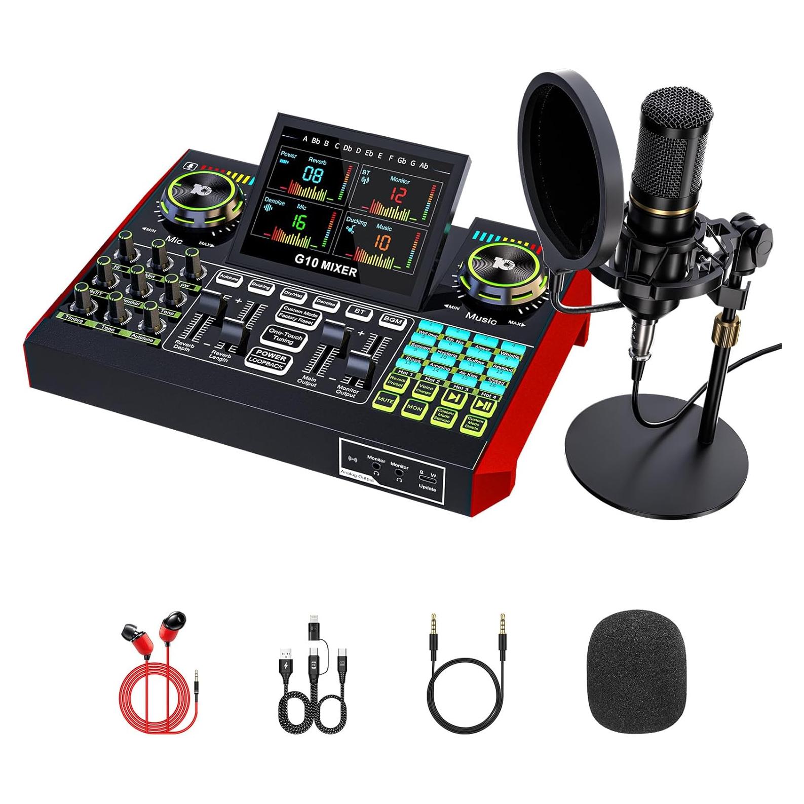 Paquete de Micrófono G10 + Mezclador de Audio 3.5mm