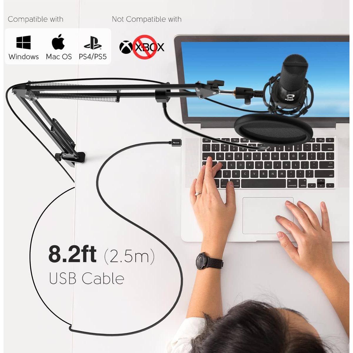 Micrófono USB FIFINE T669 con Soporte y Filtro Antipop