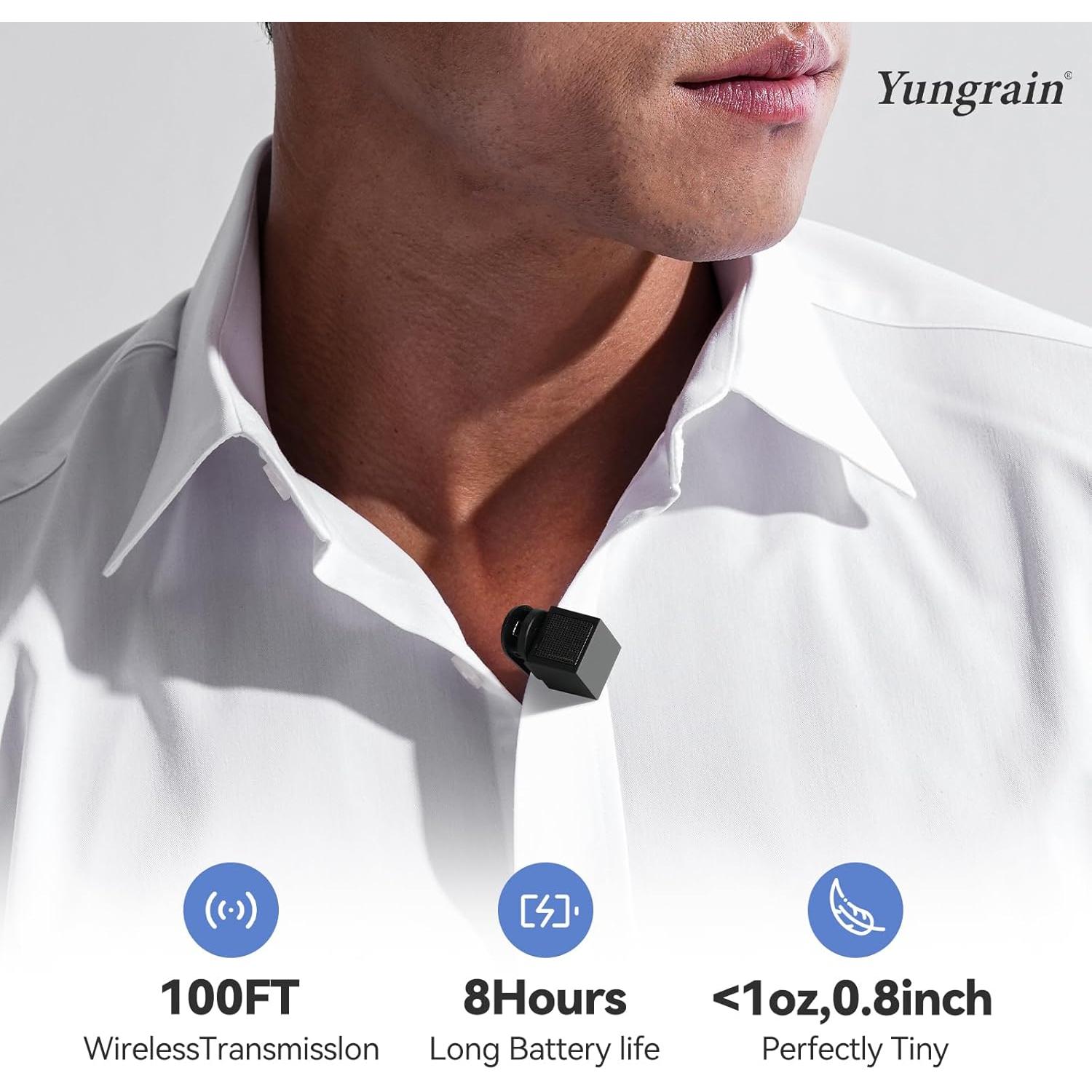 Micrófono Lavalier Inalámbrico YungRain USB C, 30 m