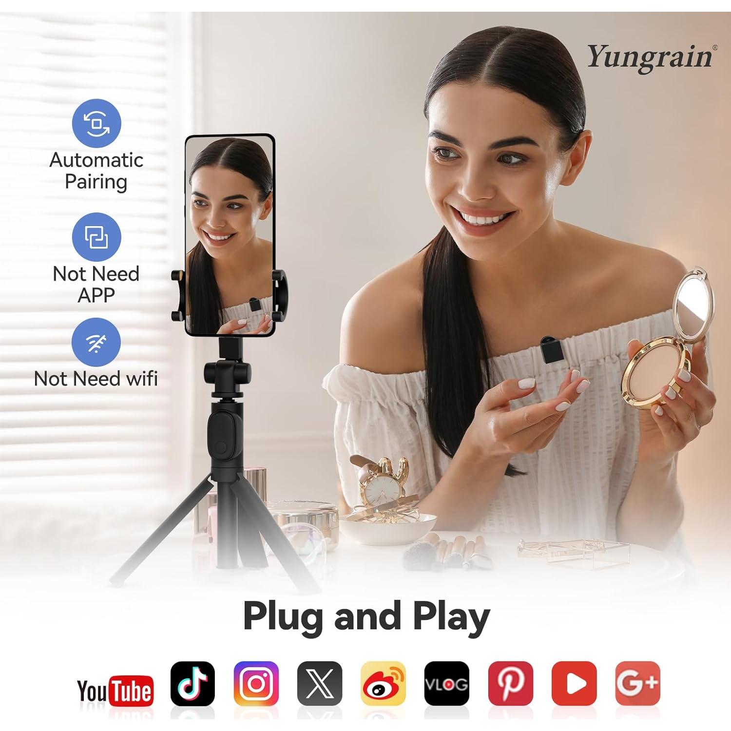 Micrófono Lavalier Inalámbrico YungRain USB C, 30 m