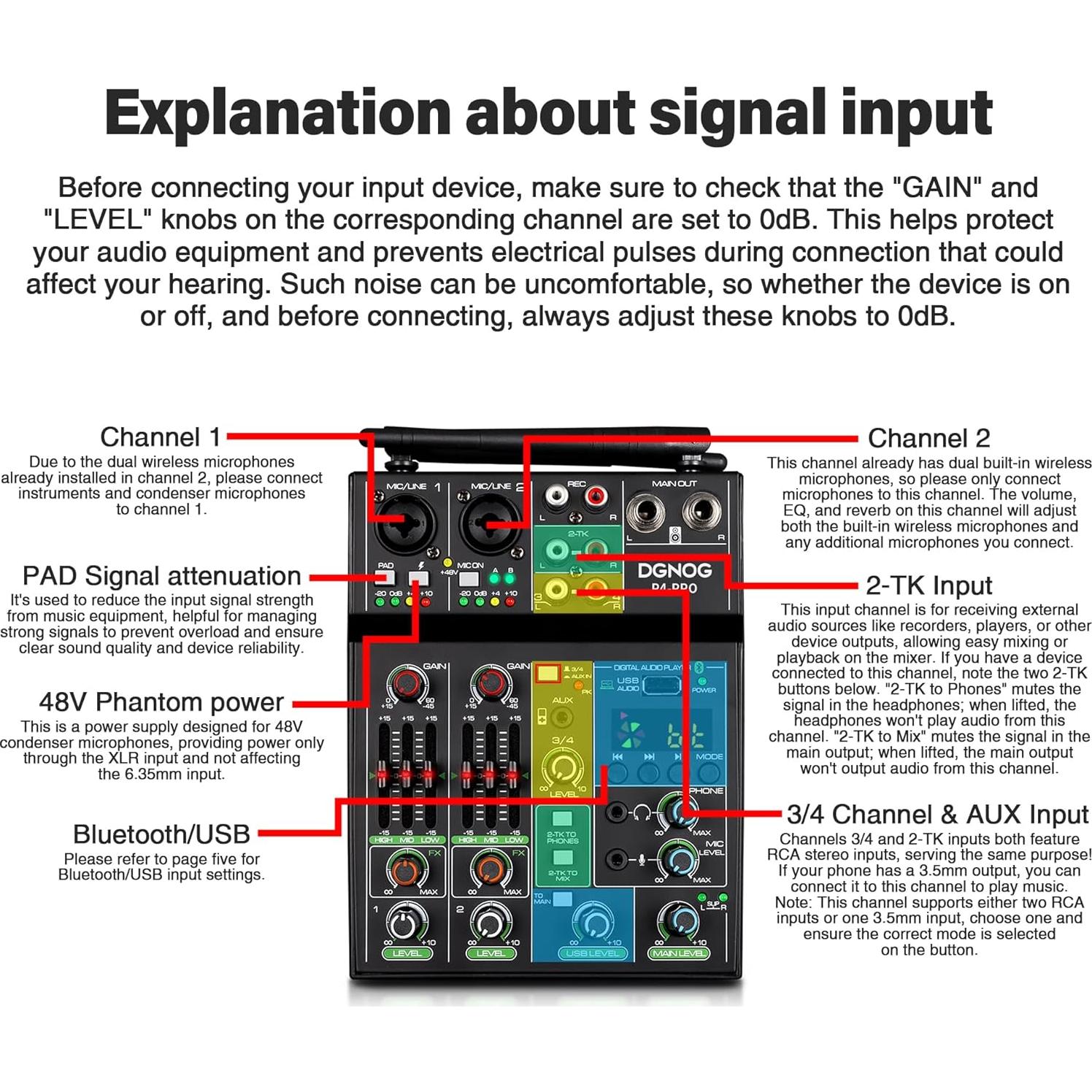 Mezclador de Audio R4 Pro 4 Canales Bluetooth USB 48V