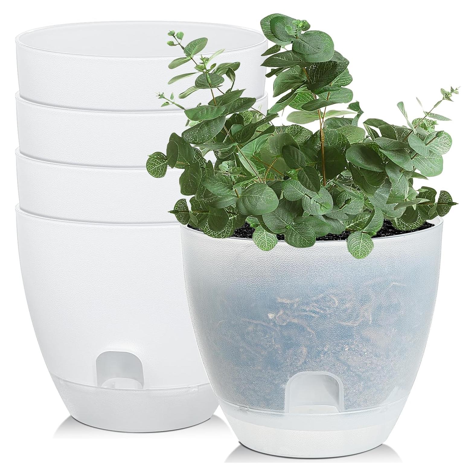 Macetas Autorriego IWNTWY 15cm Juego de 5 Transparentes