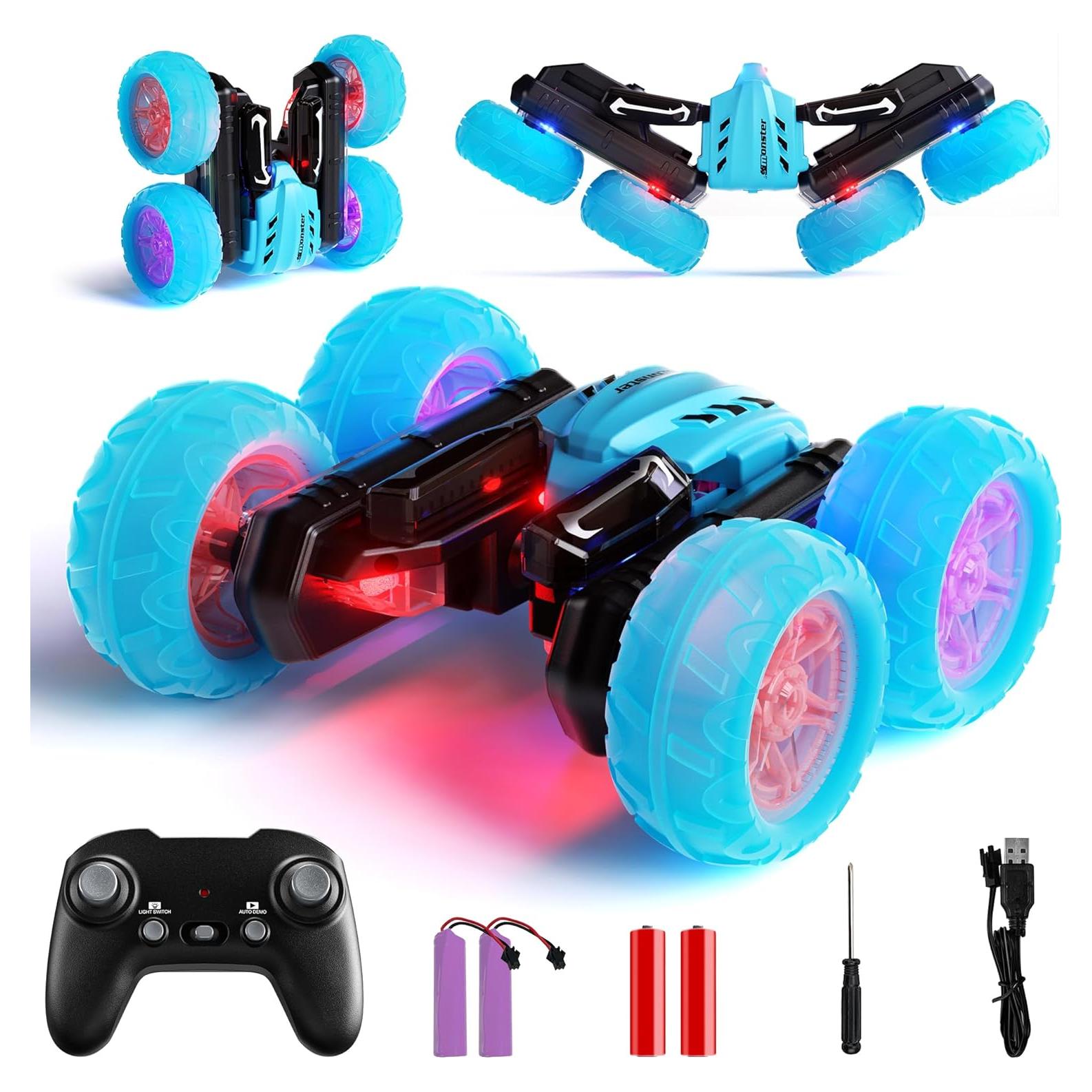 Coche Acrobático RC 28C 4WD Recargable Azul 360° Luces