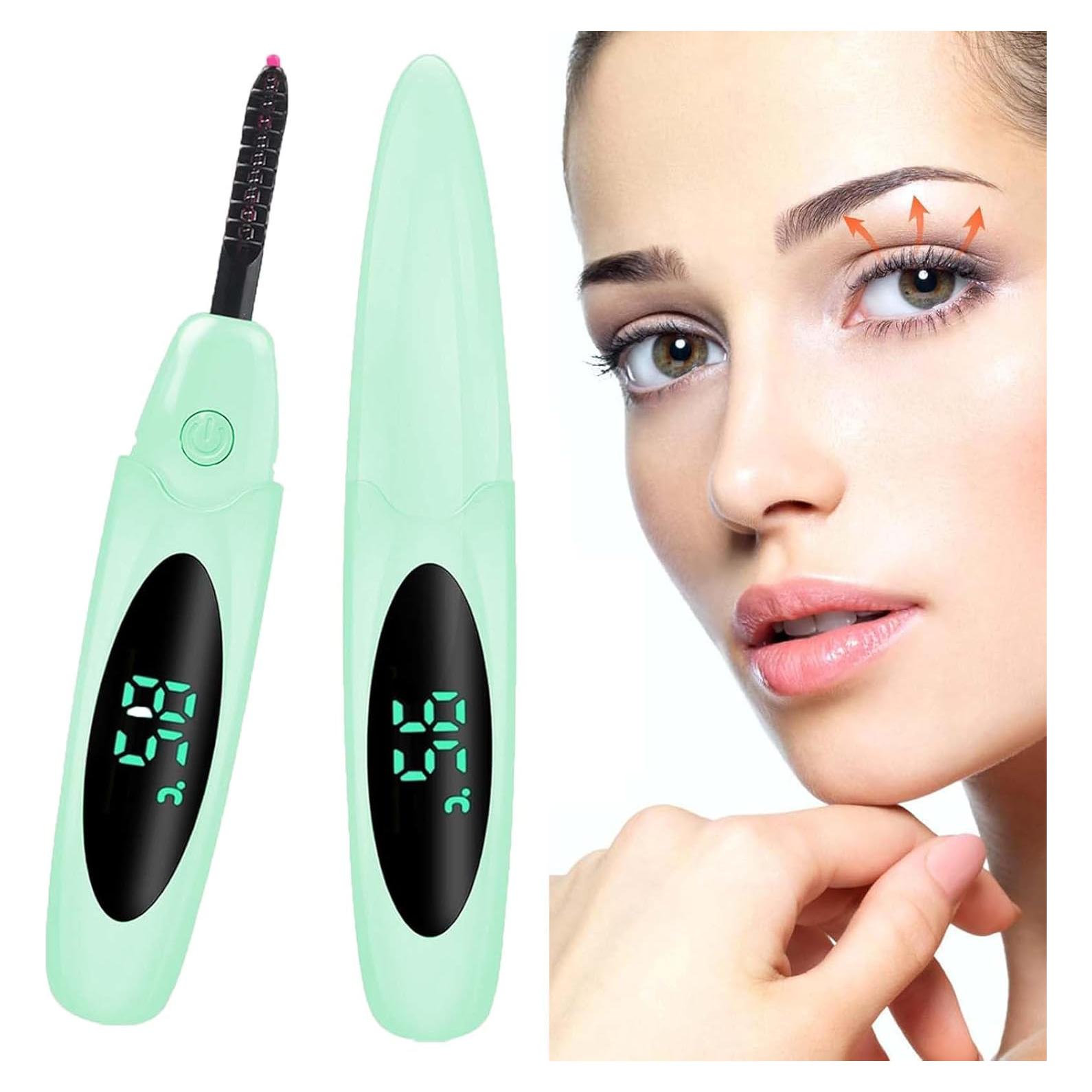 Rizador de Pestañas Eléctrico Acavado Verde, 3 Temperaturas