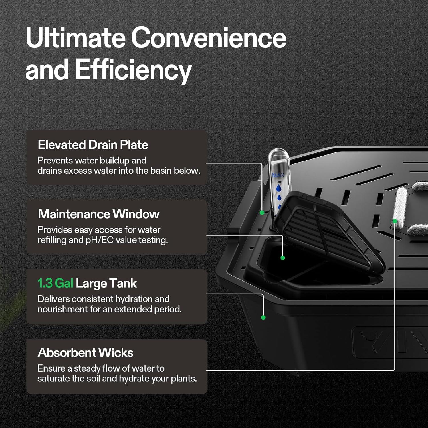 Macetas Autorriego VIVOSUN 4-Pack 6L con Medidor de Agua