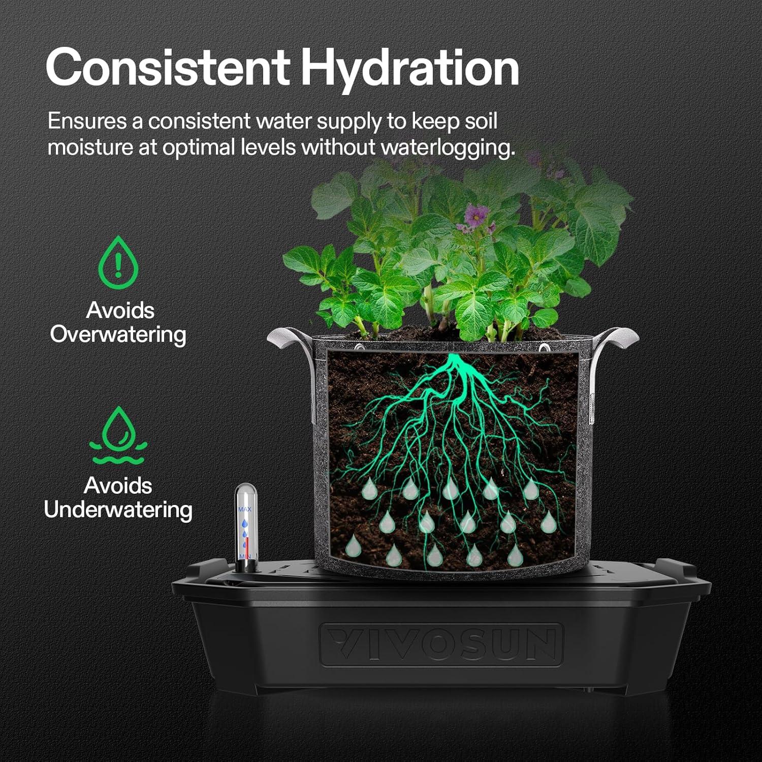 Macetas Autorriego VIVOSUN 4-Pack 6L con Medidor de Agua