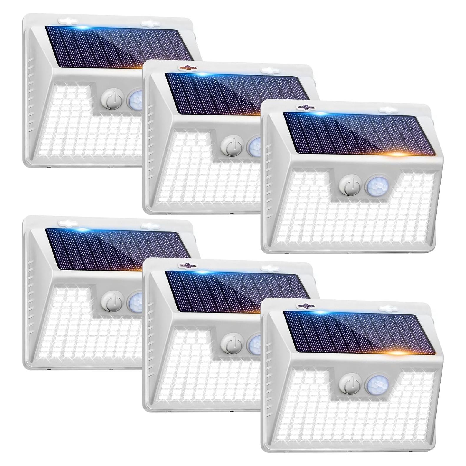 Luces Solares Peasur WS Paquete de 6 140 LED Sensor Movimiento