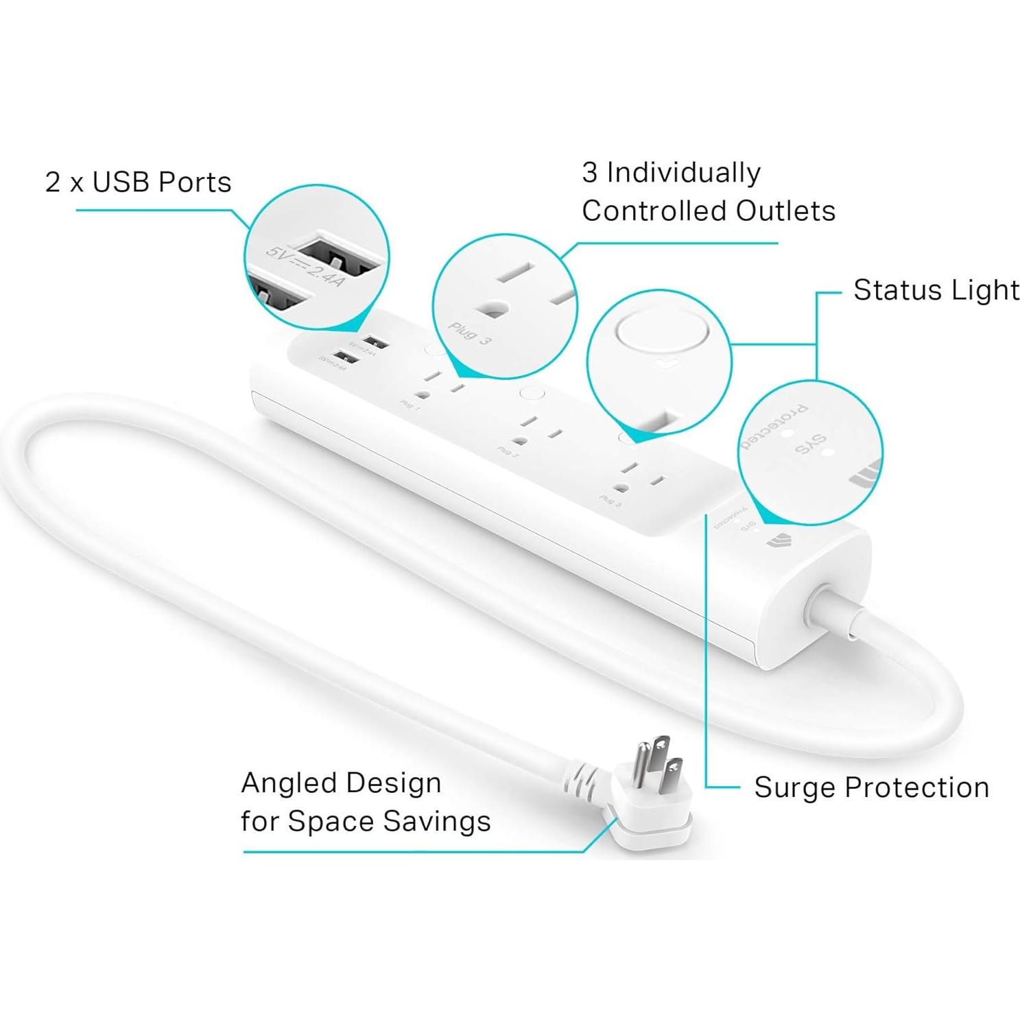 Regleta Inteligente Kasa KP303 con 3 Enchufes y 2 USB
