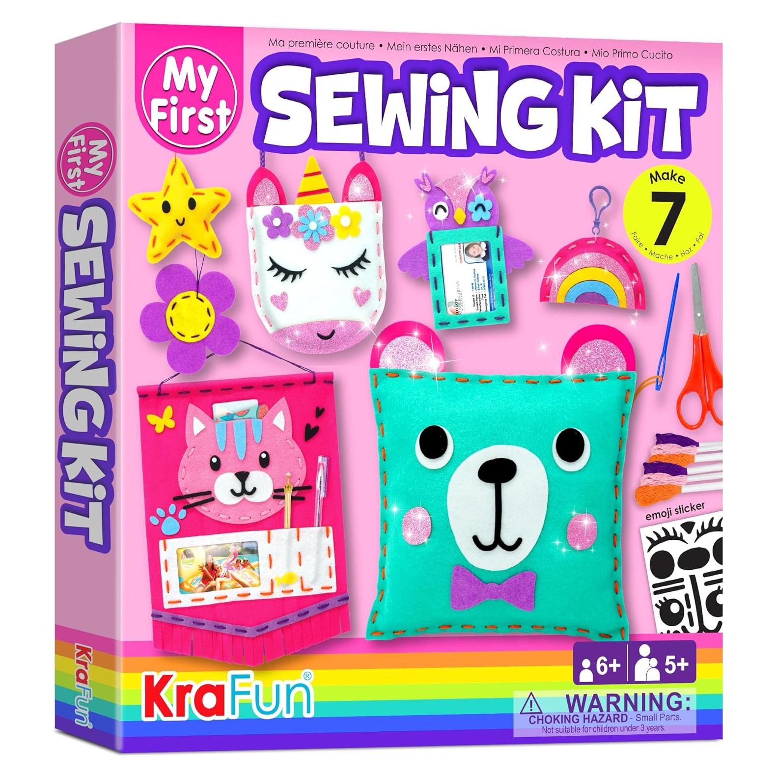 KRAFUN Kit de Costura para Niños 7 Proyectos DIY Creativos