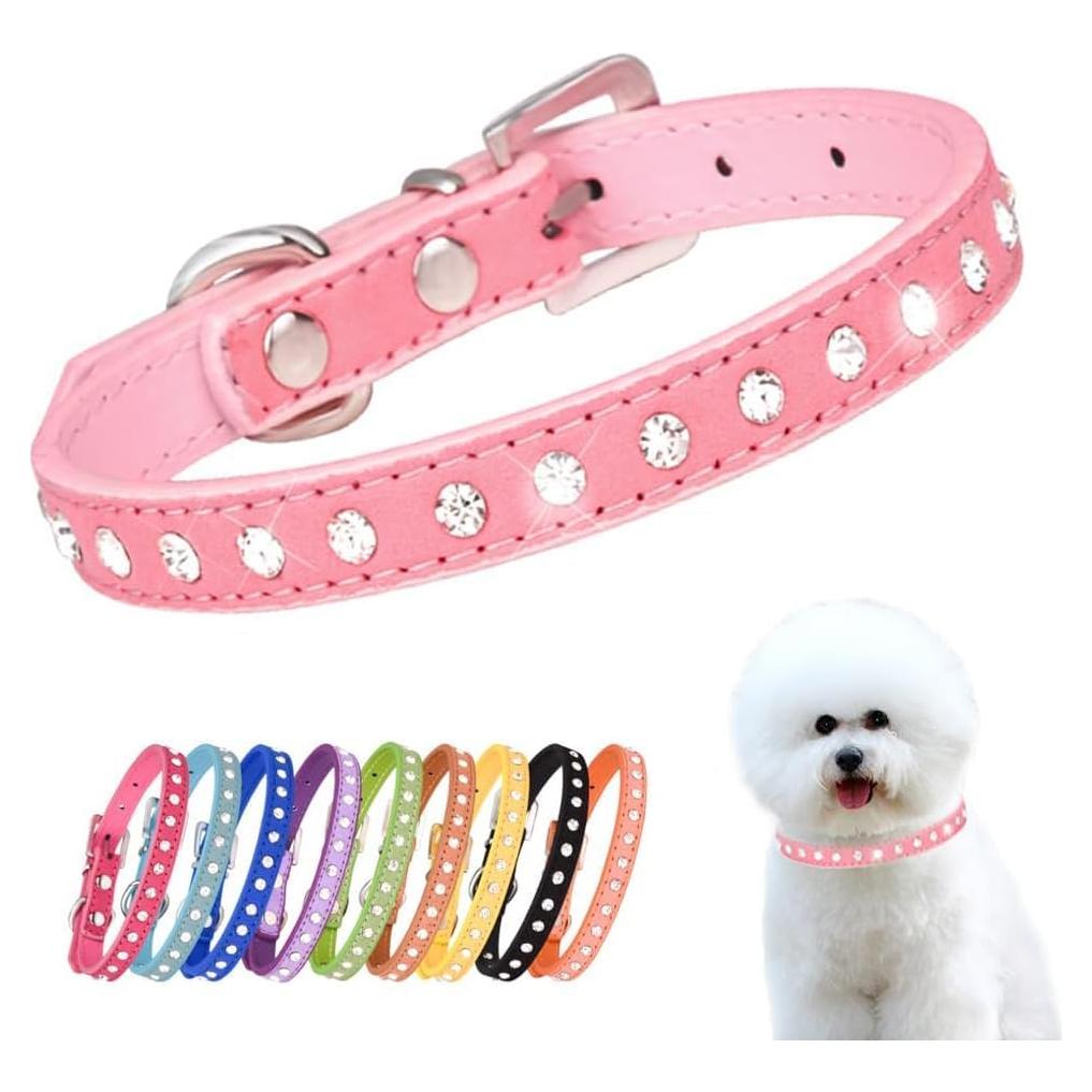 Collar para Perros Pequeños Serijoars Rosa Strass XS
