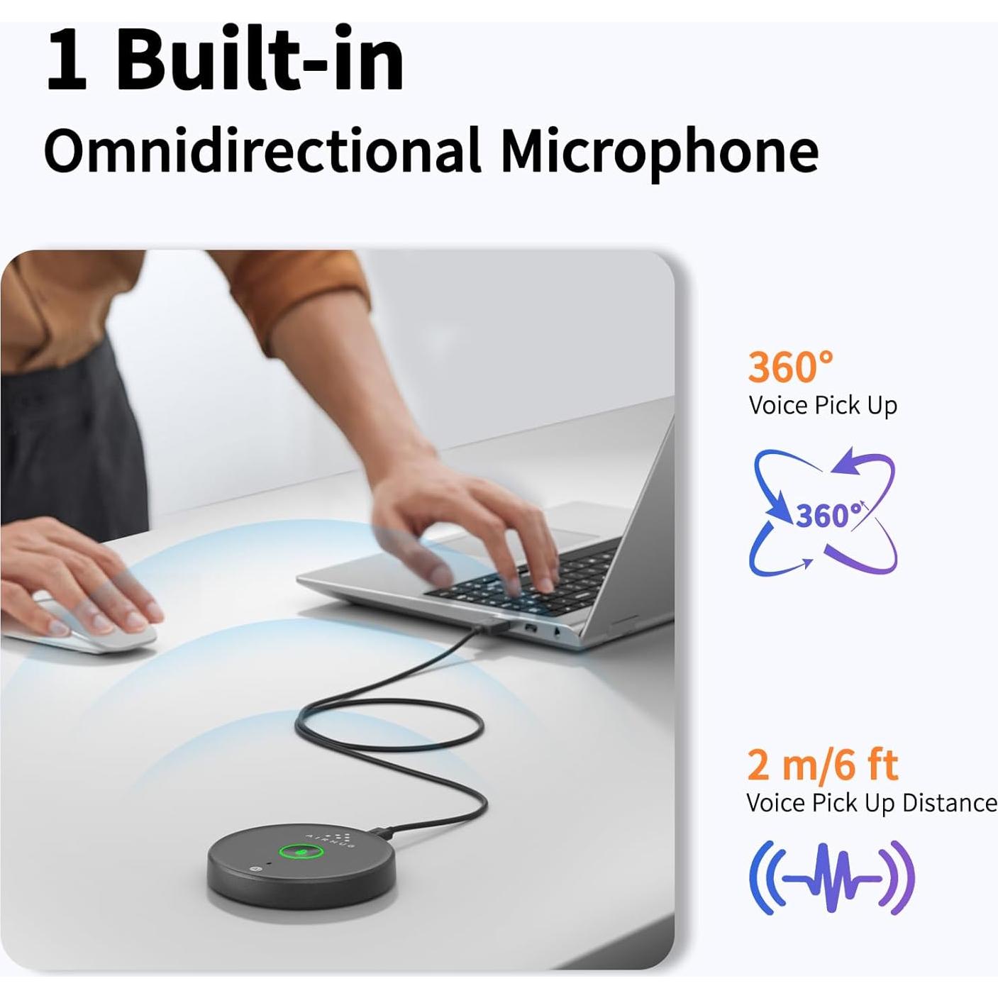 Micrófono USB AIRHUG 21 Omnidireccional con Reducción de Ruido