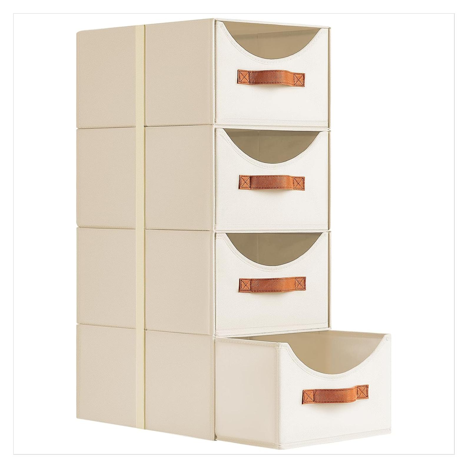 Cajones de Almacenamiento Apilables Homsorout 4 Piezas Beige