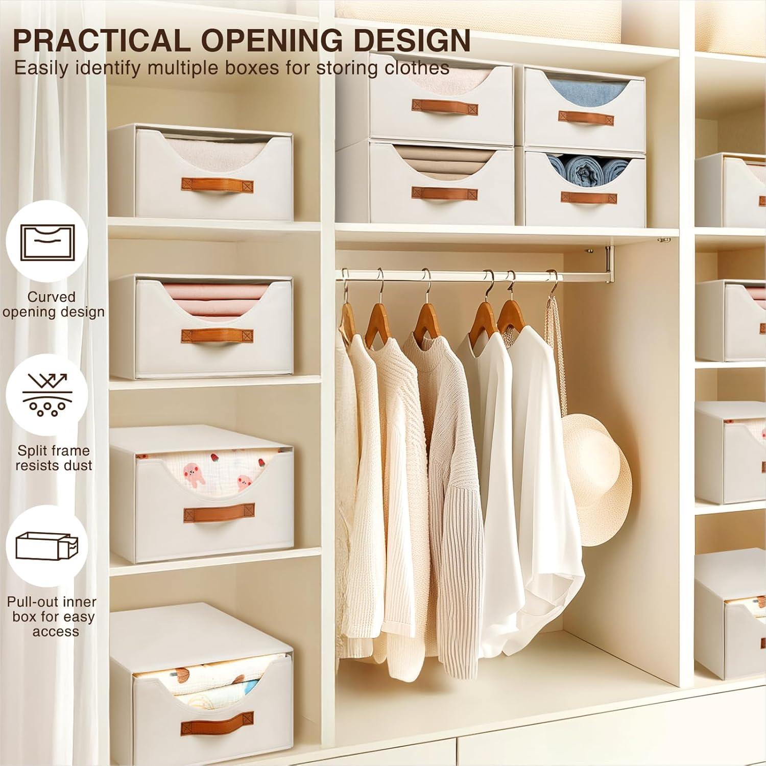 Cajones de Almacenamiento Apilables Homsorout 4 Piezas Beige