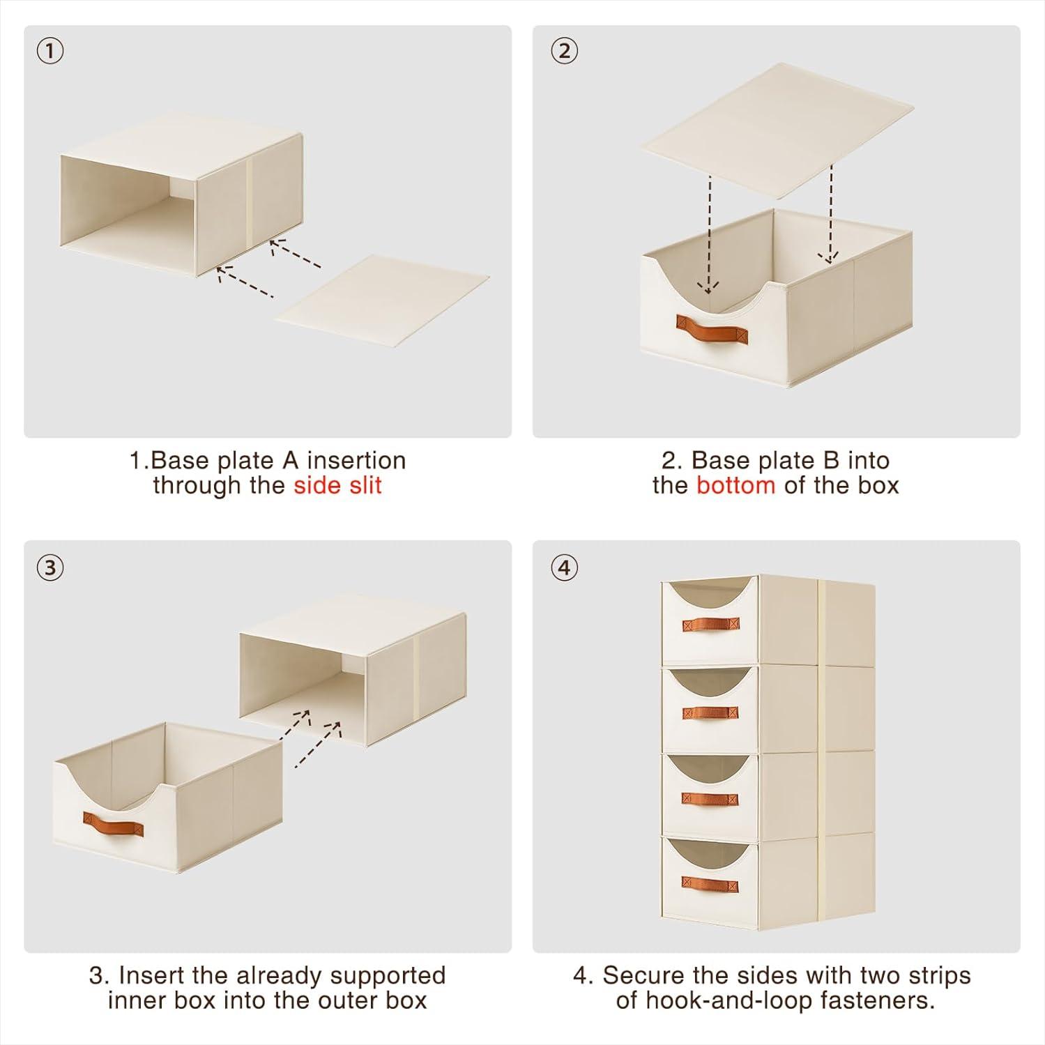 Cajones de Almacenamiento Apilables Homsorout 4 Piezas Beige