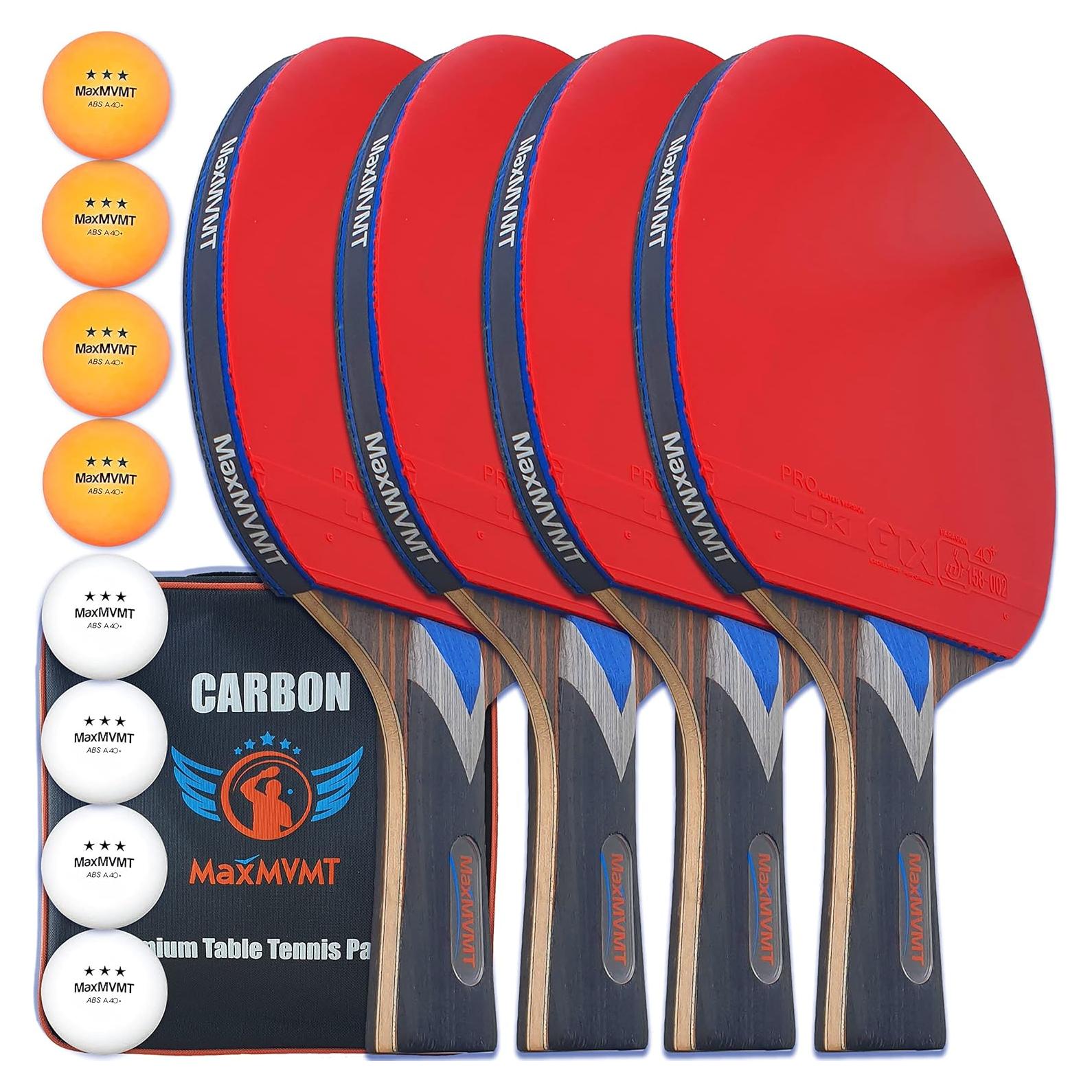 Juego de Palas de Ping Pong MaxMVMT M7 - 4 Palas y 8 Pelotas
